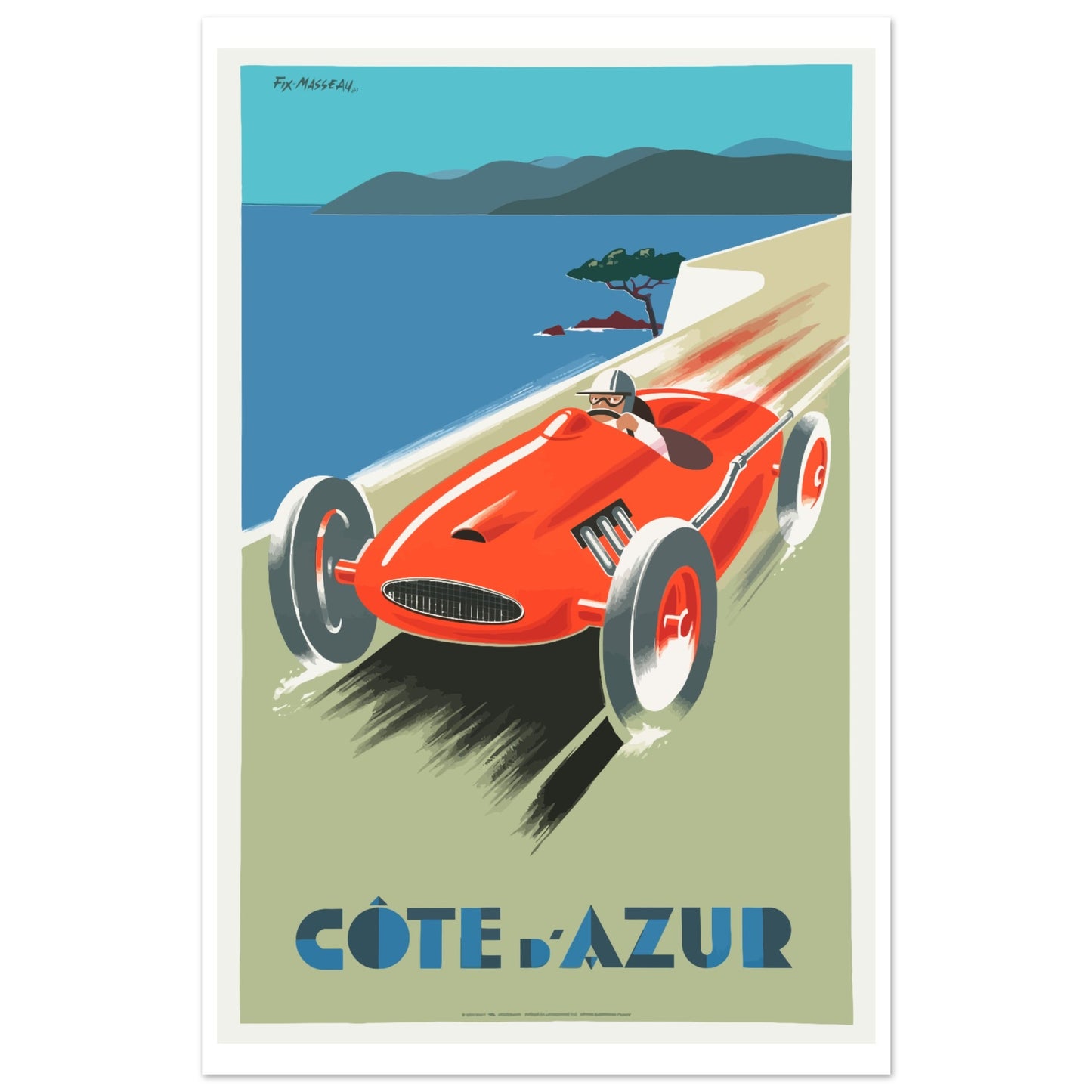 Cote D'Azur French Riviera Vintage Travel Poster - Pitchers Design