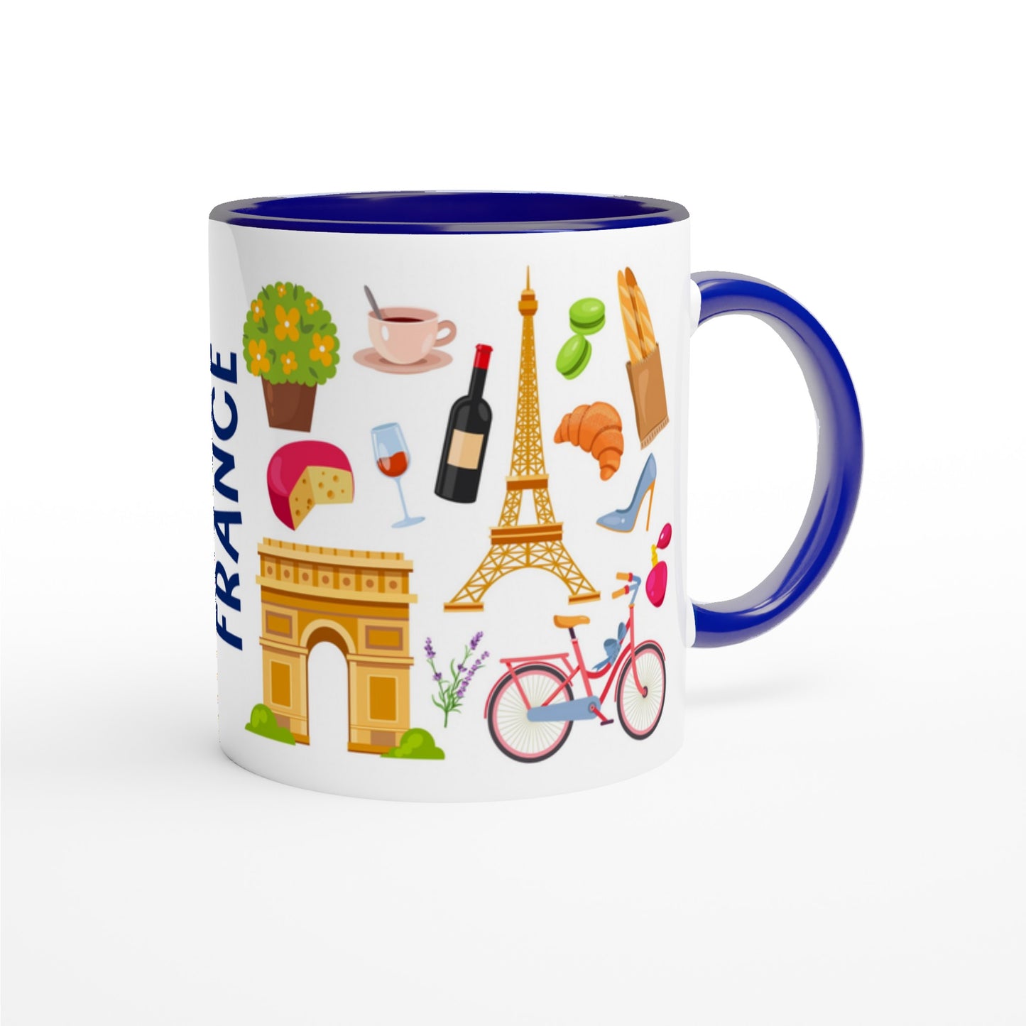 France Two Tone Ceramic Travel Mug, Starbucks Inspired - Pitchers Design