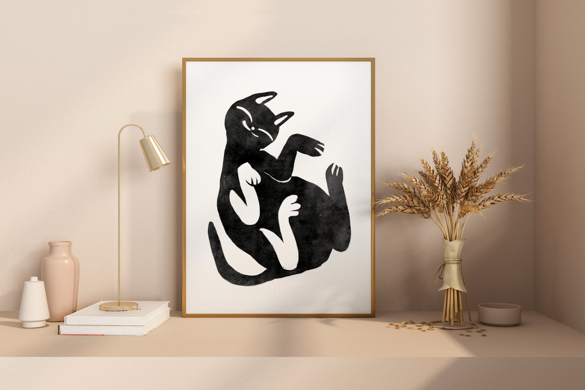 Abstract Black Cat Print Poster - Pitchers Design