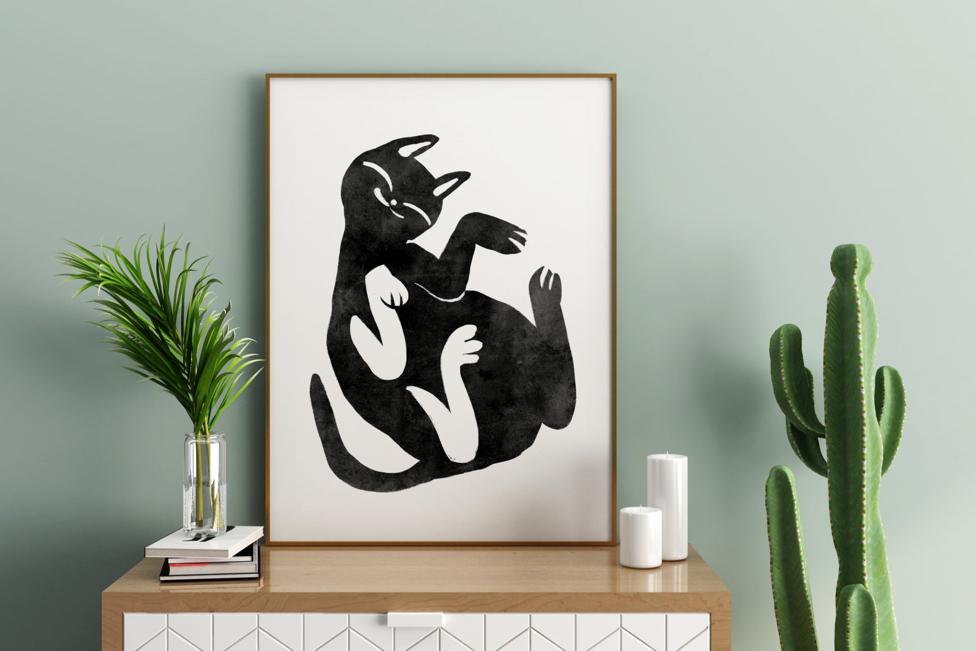 Abstract Black Cat Print Poster - Pitchers Design