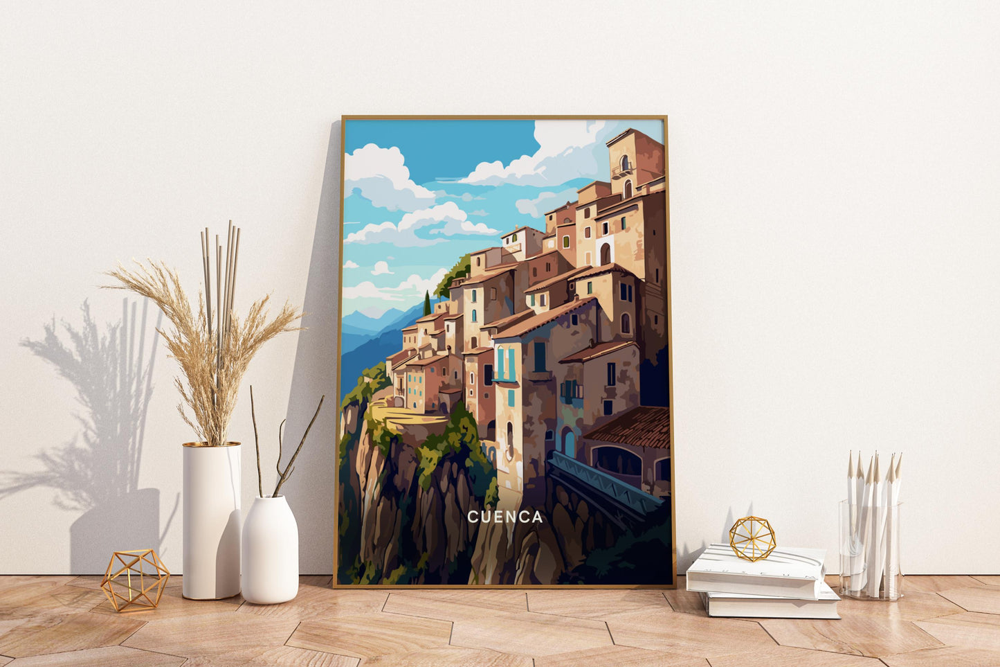 Cuenca Spain Travel Print Poster - Pitchers Design