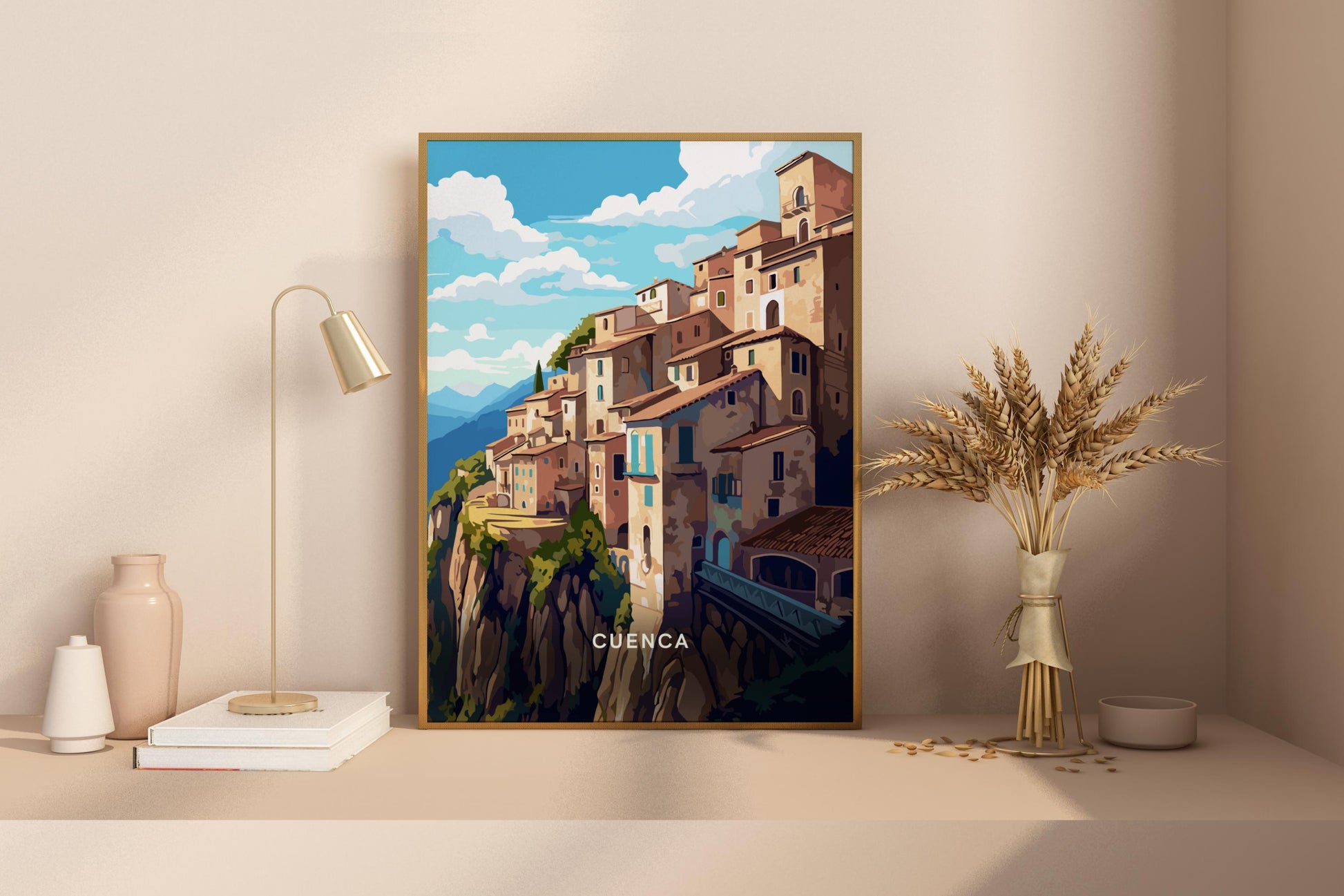 Cuenca Spain Travel Print Poster - Pitchers Design