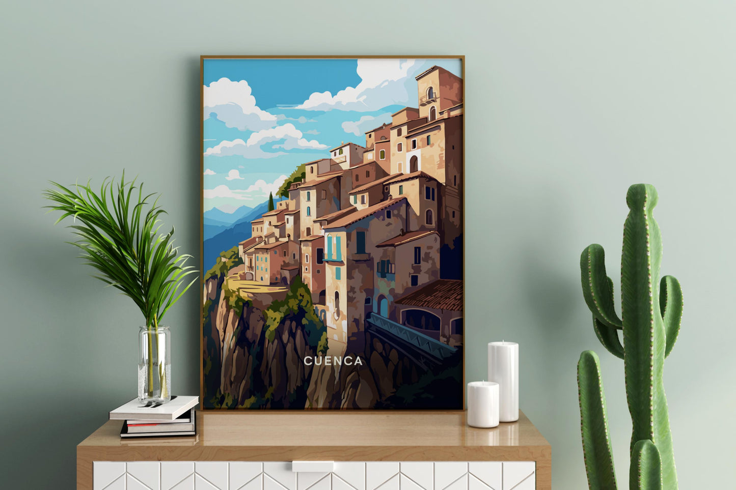 Cuenca Spain Travel Print Poster - Pitchers Design