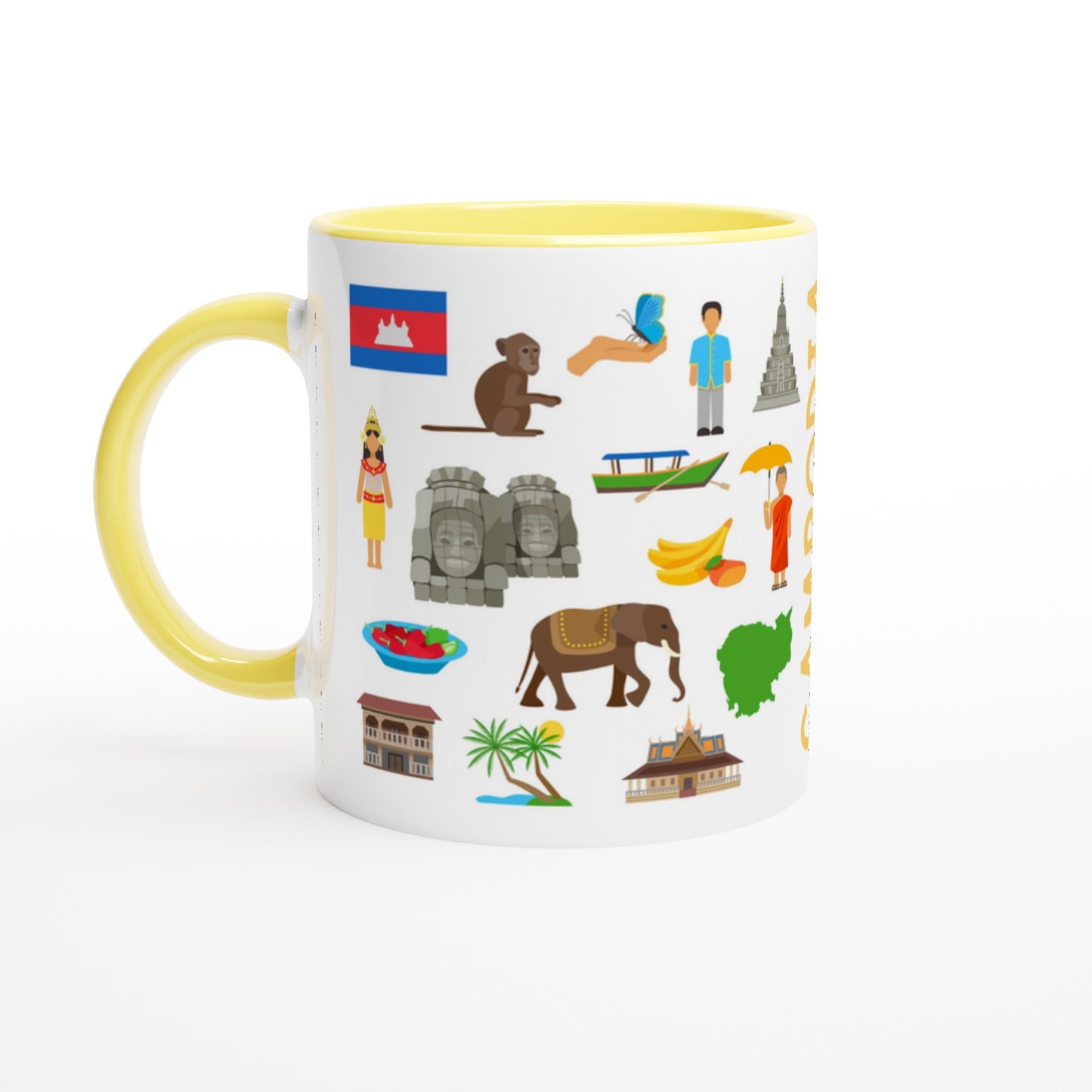 Cambodia Two Tone Ceramic Travel Mug, Starbucks Inspired - Pitchers Design