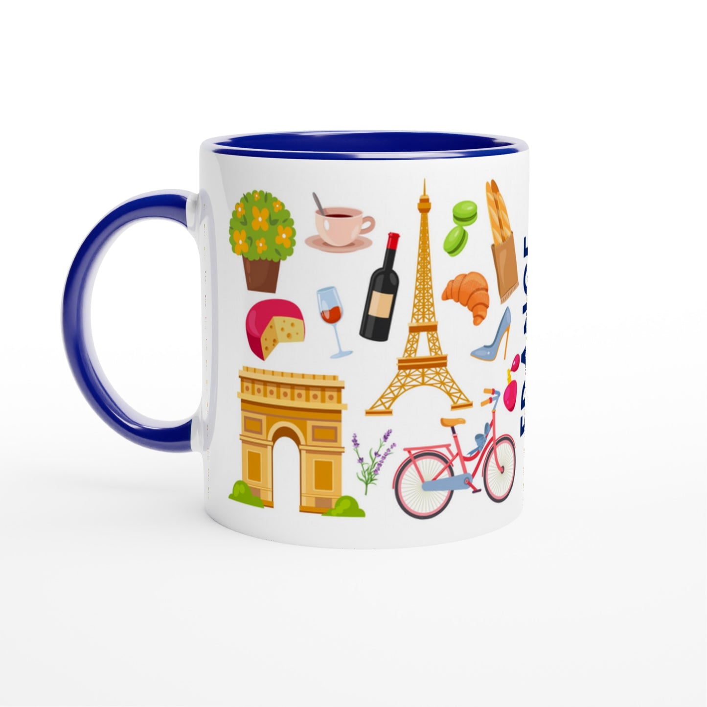 France Two Tone Ceramic Travel Mug, Starbucks Inspired - Pitchers Design