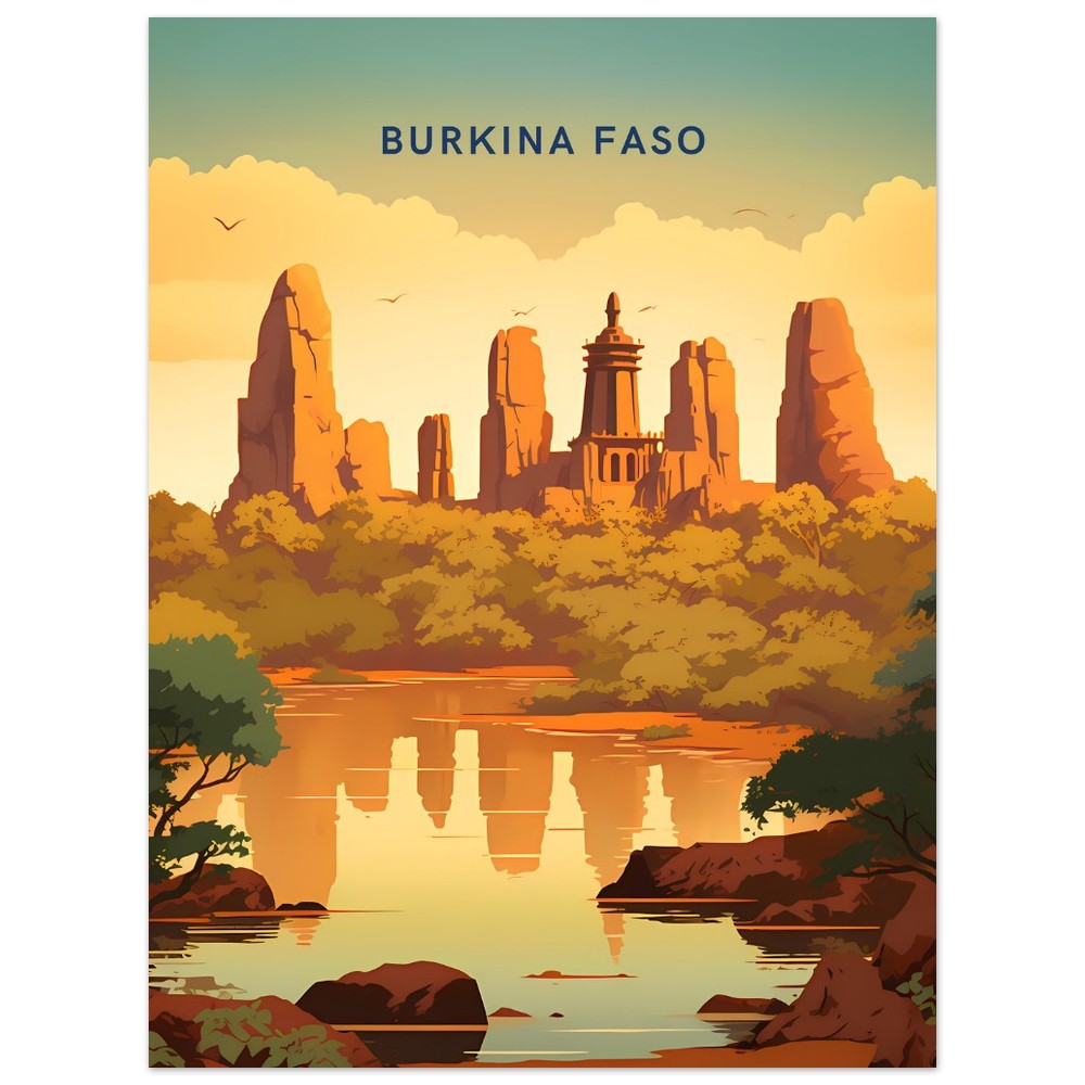 Burkina Faso Travel Poster Print - Pitchers Design