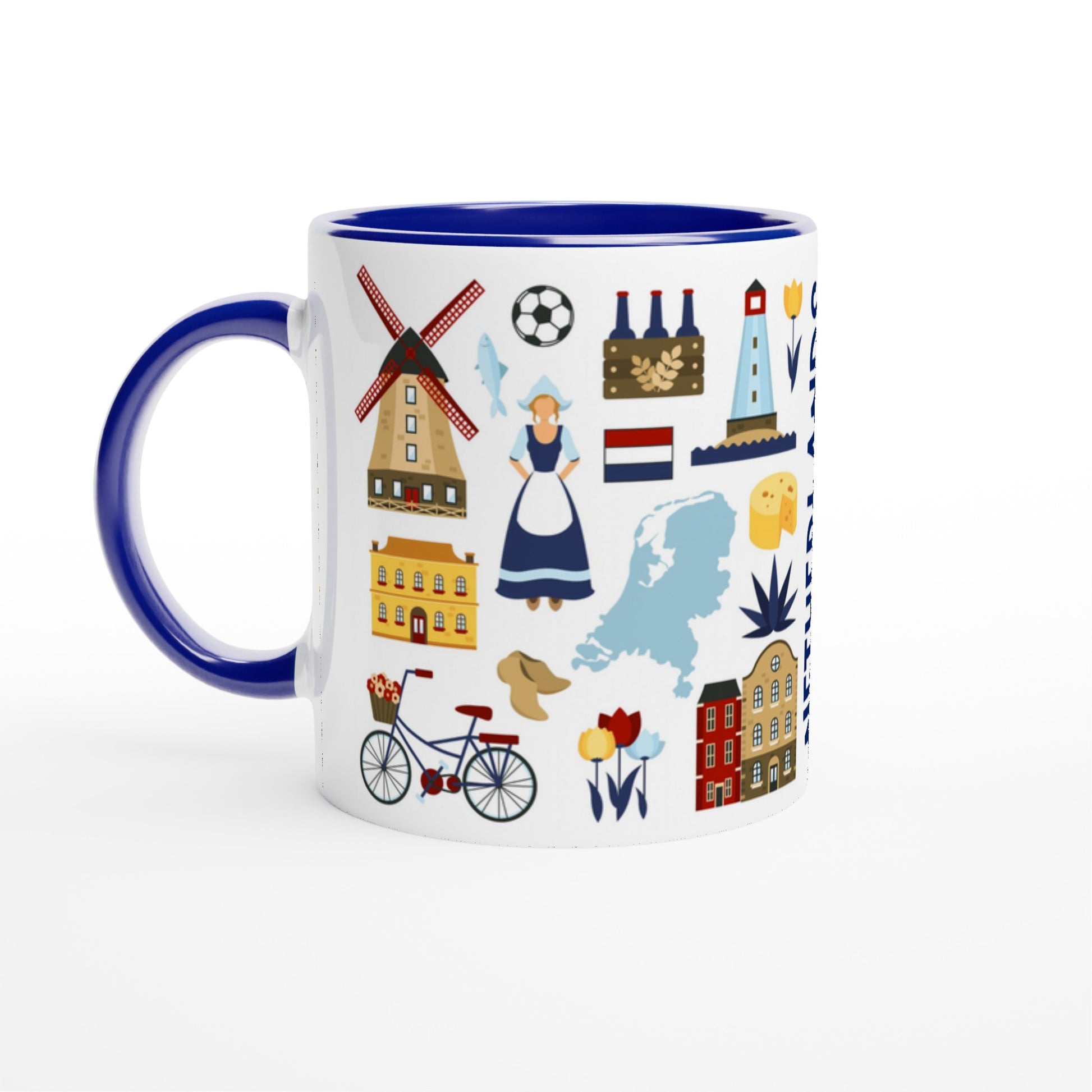 Netherlands Two Tone Ceramic Travel Mug, Starbucks Inspired - Pitchers Design