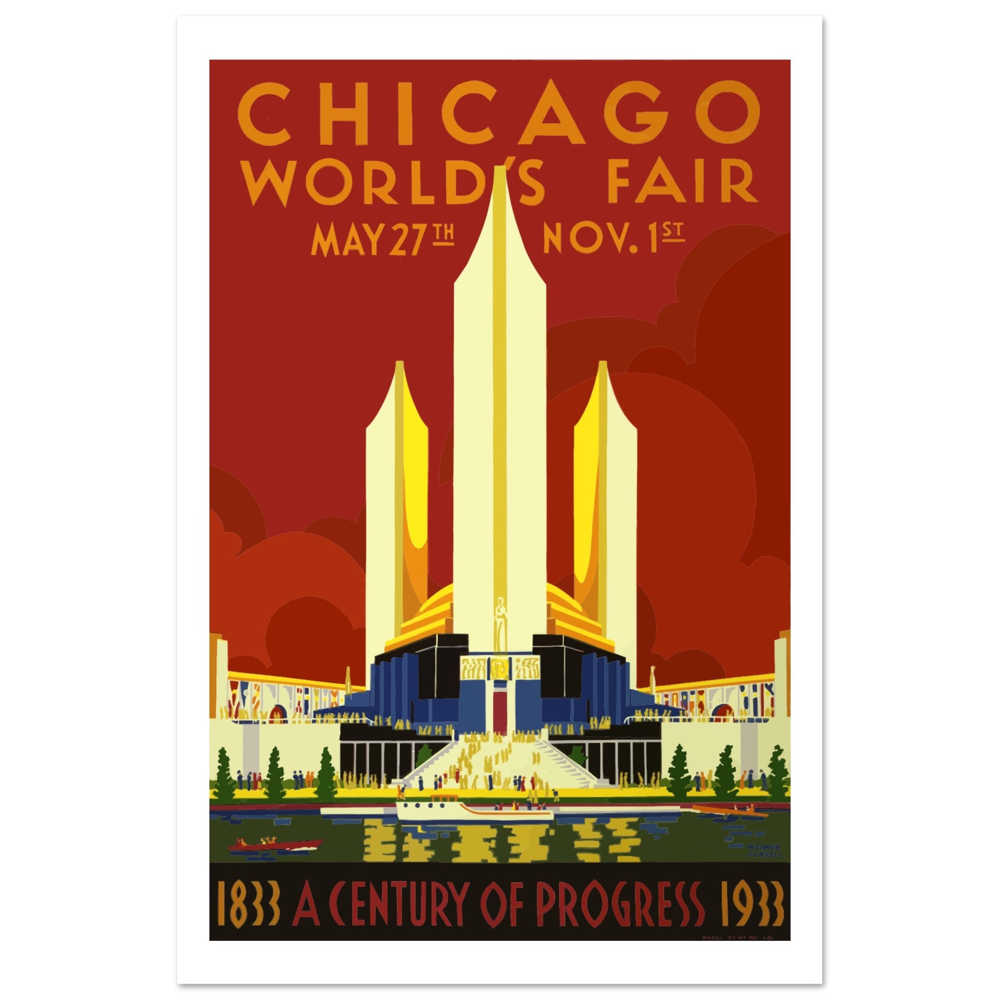 Chicago Worlds Fair 1934 Vintage Travel Poster - Pitchers Design