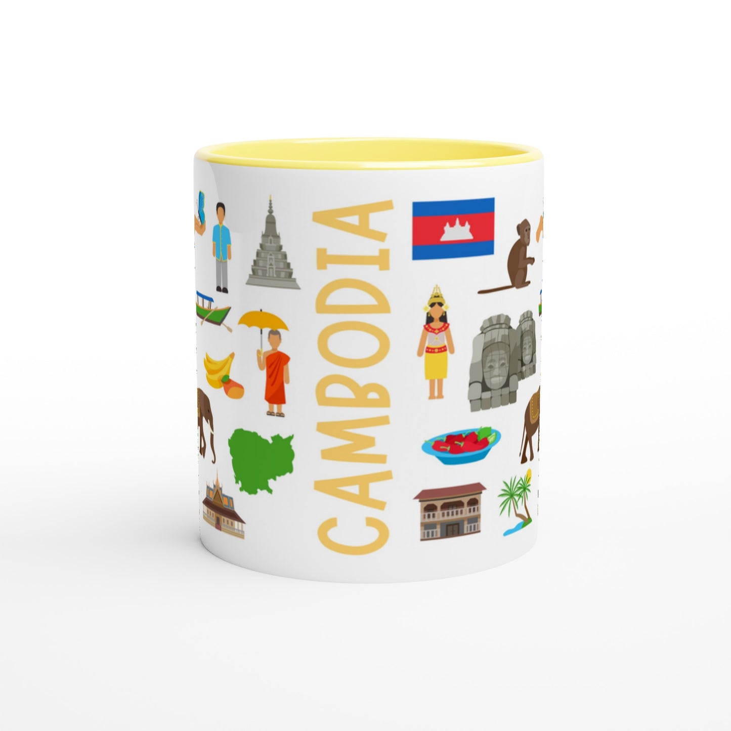 Cambodia Two Tone Ceramic Travel Mug, Starbucks Inspired - Pitchers Design