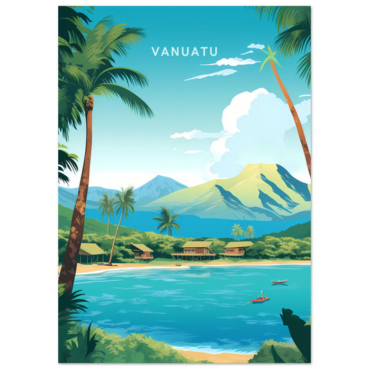 Vanuatu Print Poster | Travel Artwork | Retro Vintage | Wall Art Deco | Gift Ideas | Wedding Gift - Pitchers Design