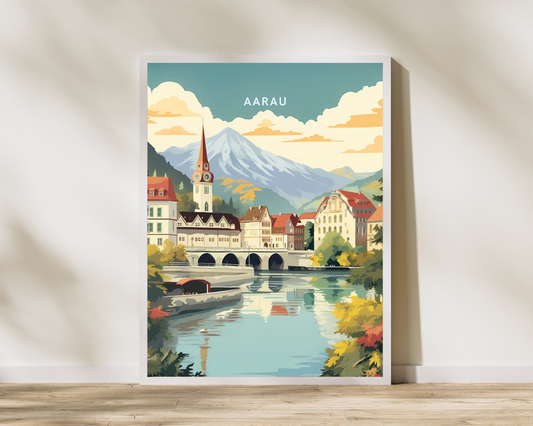 Aarau Switzerland Print Travel Poster Print - Pitchers Design