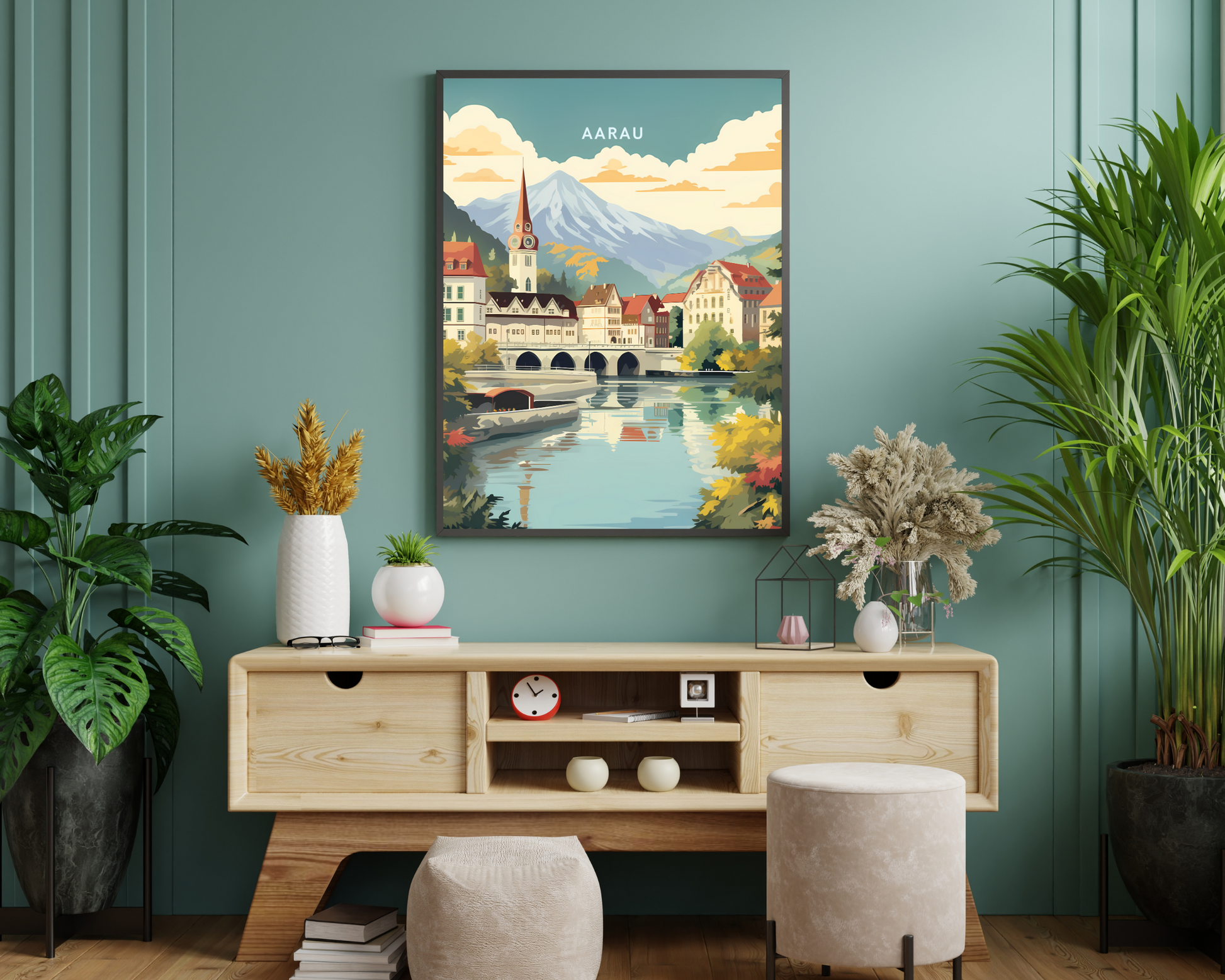 Aarau Switzerland Print Travel Poster Print - Pitchers Design