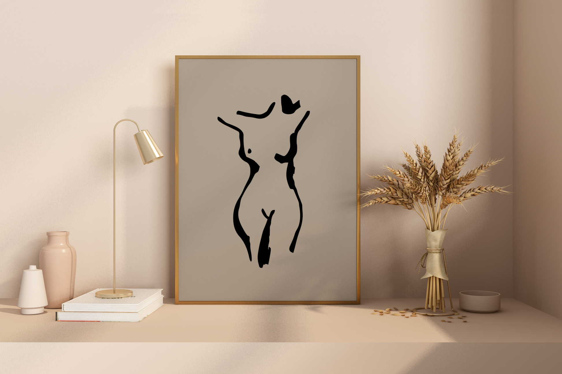 Abstract Female Figure Black Line Art No.1 Print Poster - Pitchers Design