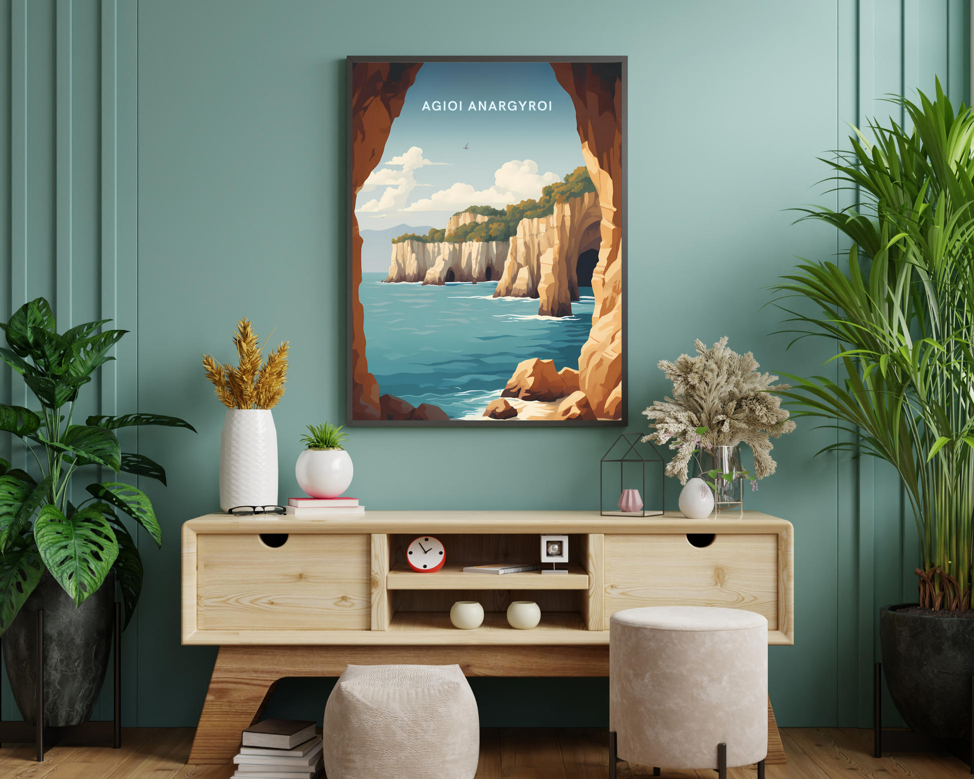 Agioi Anargyroi Greece Travel Poster Print - Pitchers Design