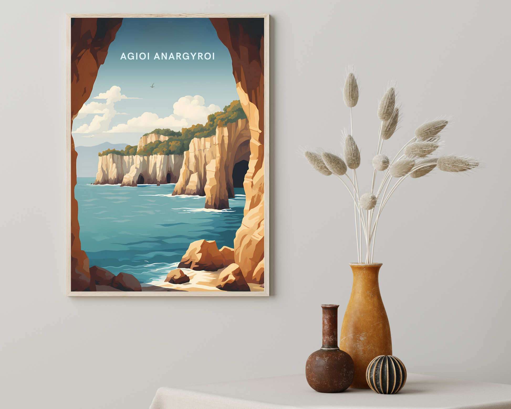 Agioi Anargyroi Greece Travel Poster Print - Pitchers Design