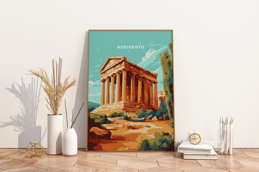 Agrigento Italy Travel Print Poster - Pitchers Design