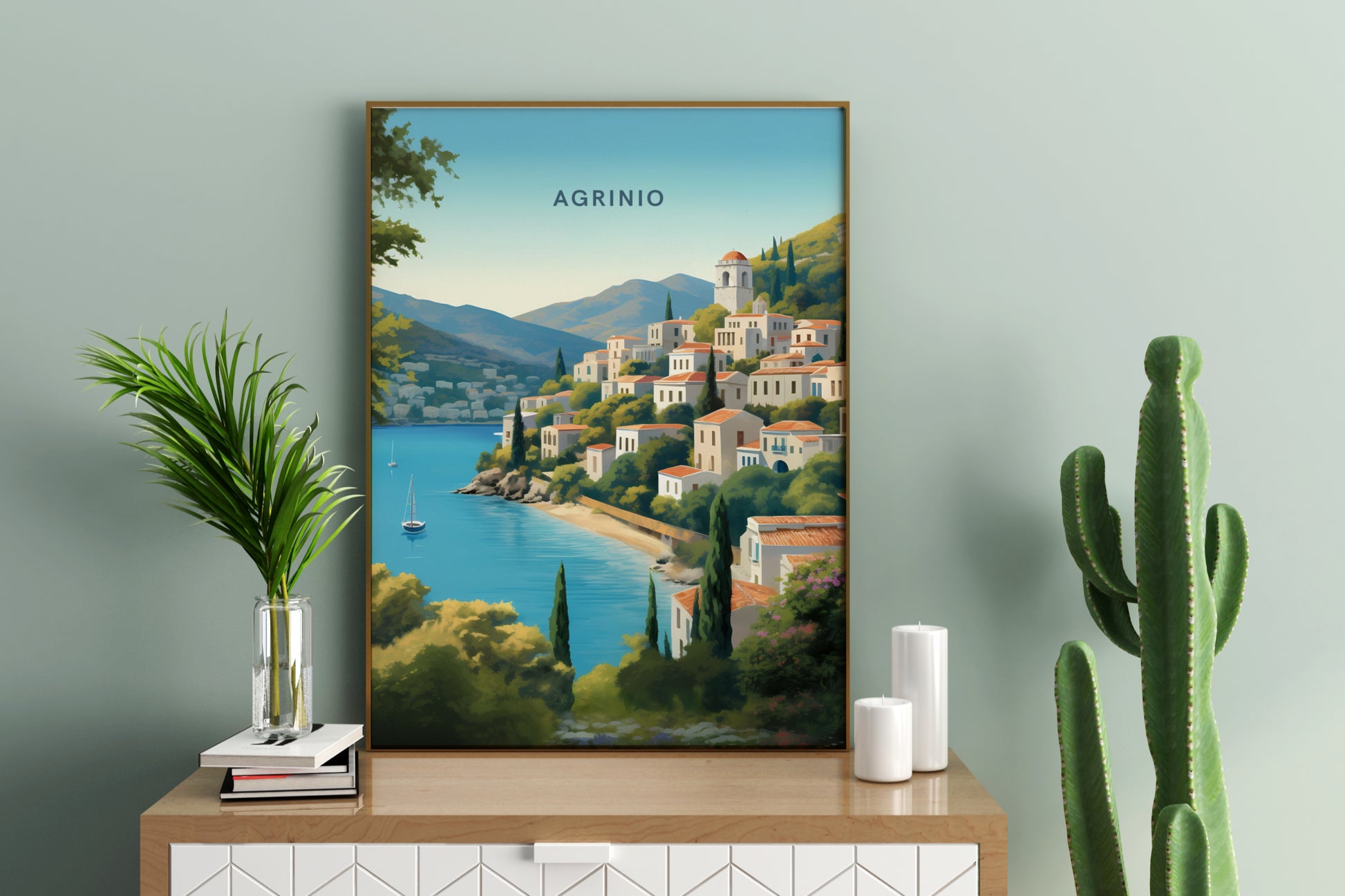 Agrinio Greece Travel Print Poster - Pitchers Design