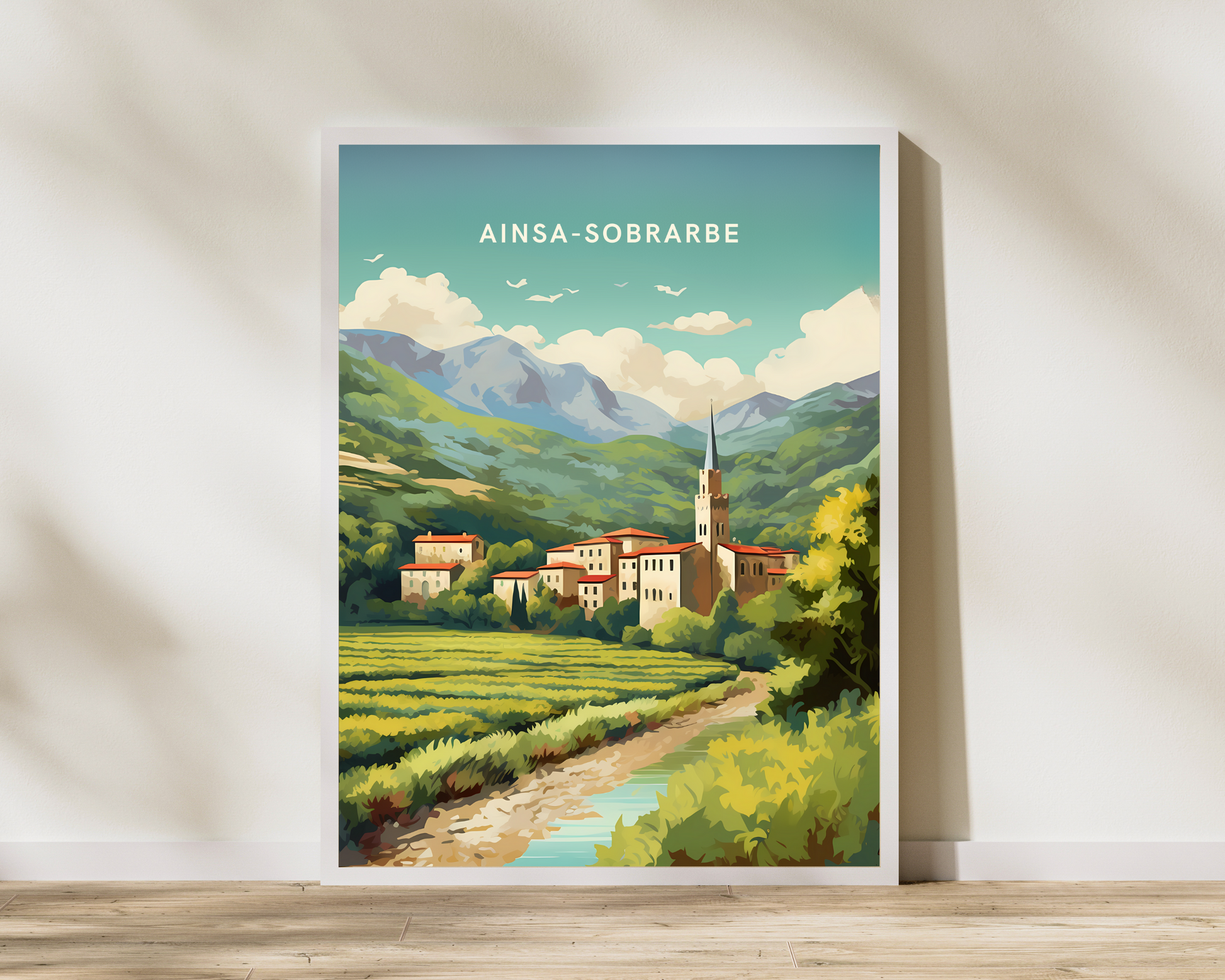 Ainsa-Sobrarbe Spain Travel Poster Print - Pitchers Design