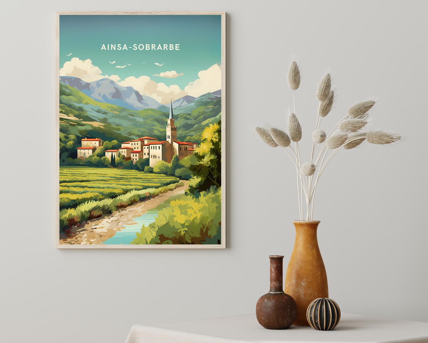 Ainsa-Sobrarbe Spain Travel Poster Print - Pitchers Design