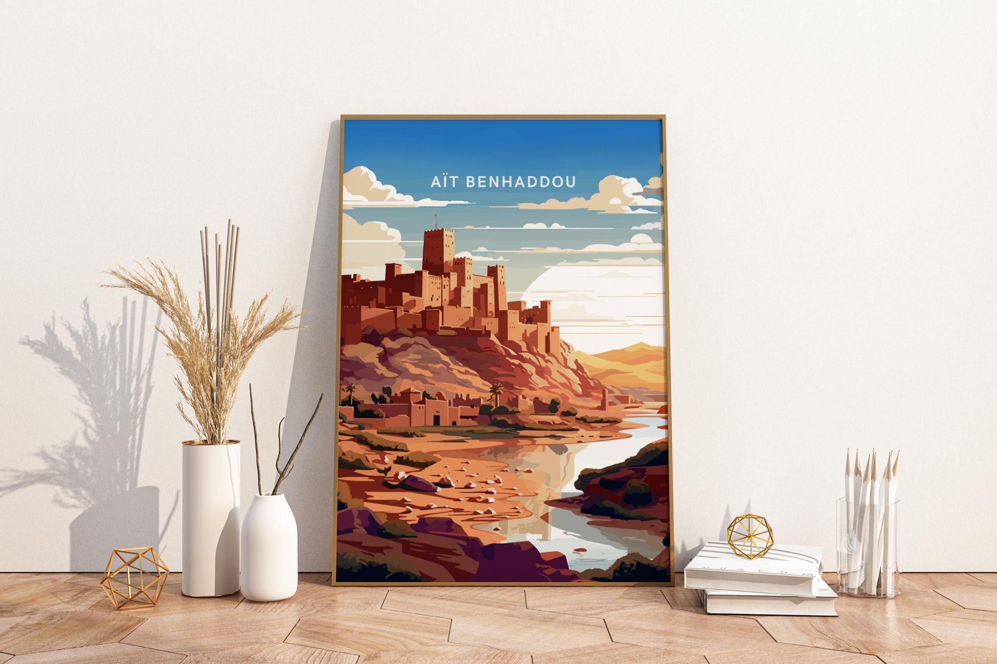 Ait Benhaddou Morocco Travel Print Poster - Pitchers Design