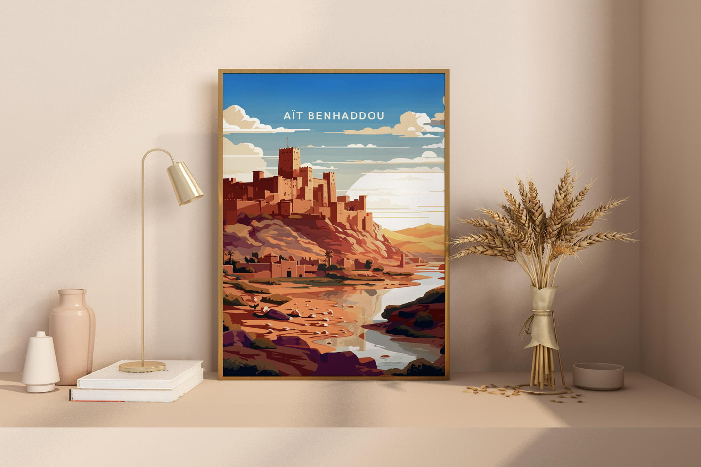 Ait Benhaddou Morocco Travel Print Poster - Pitchers Design