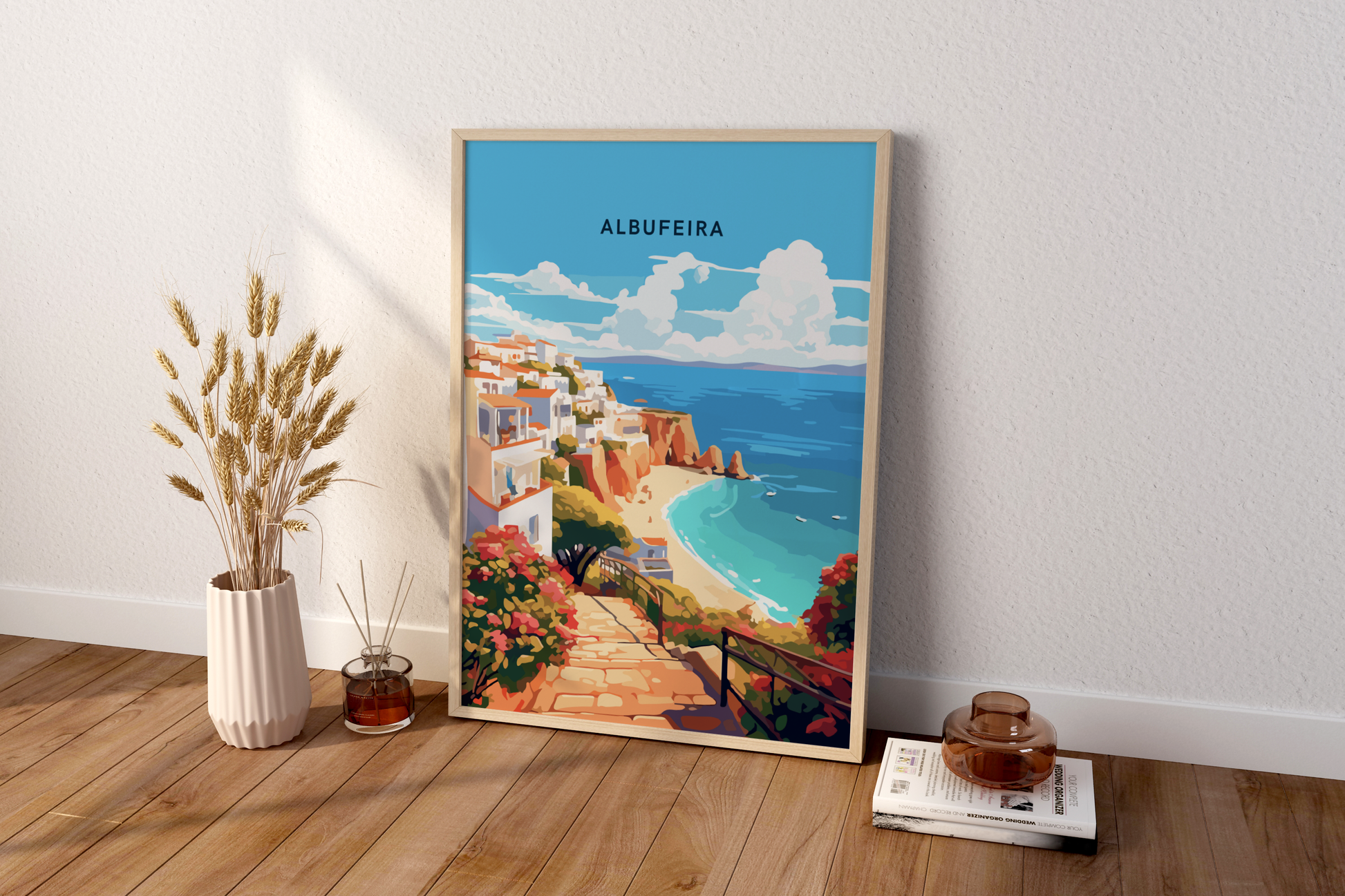 Albufeira Coastal Views Portugal Travel Print Poster - Pitchers Design