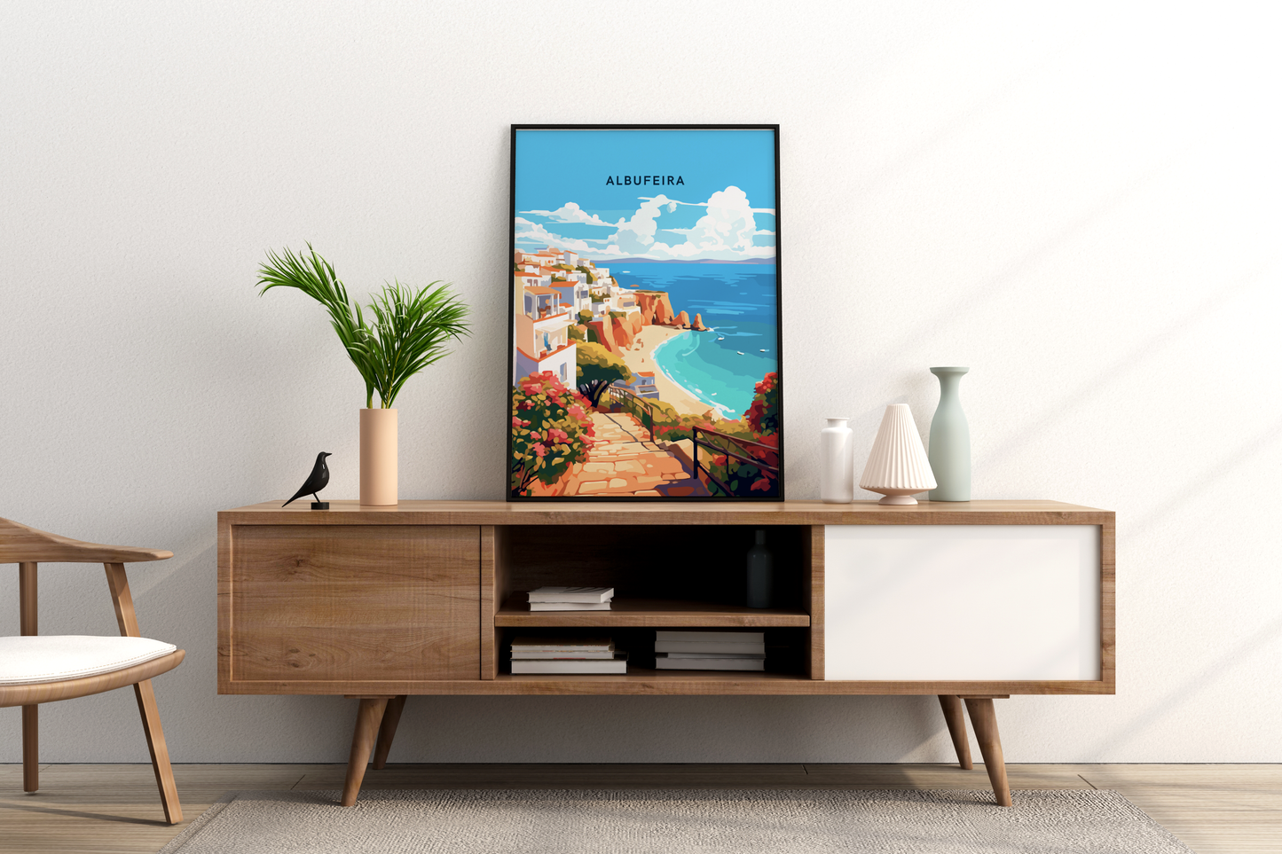 Albufeira Coastal Views Portugal Travel Print Poster - Pitchers Design