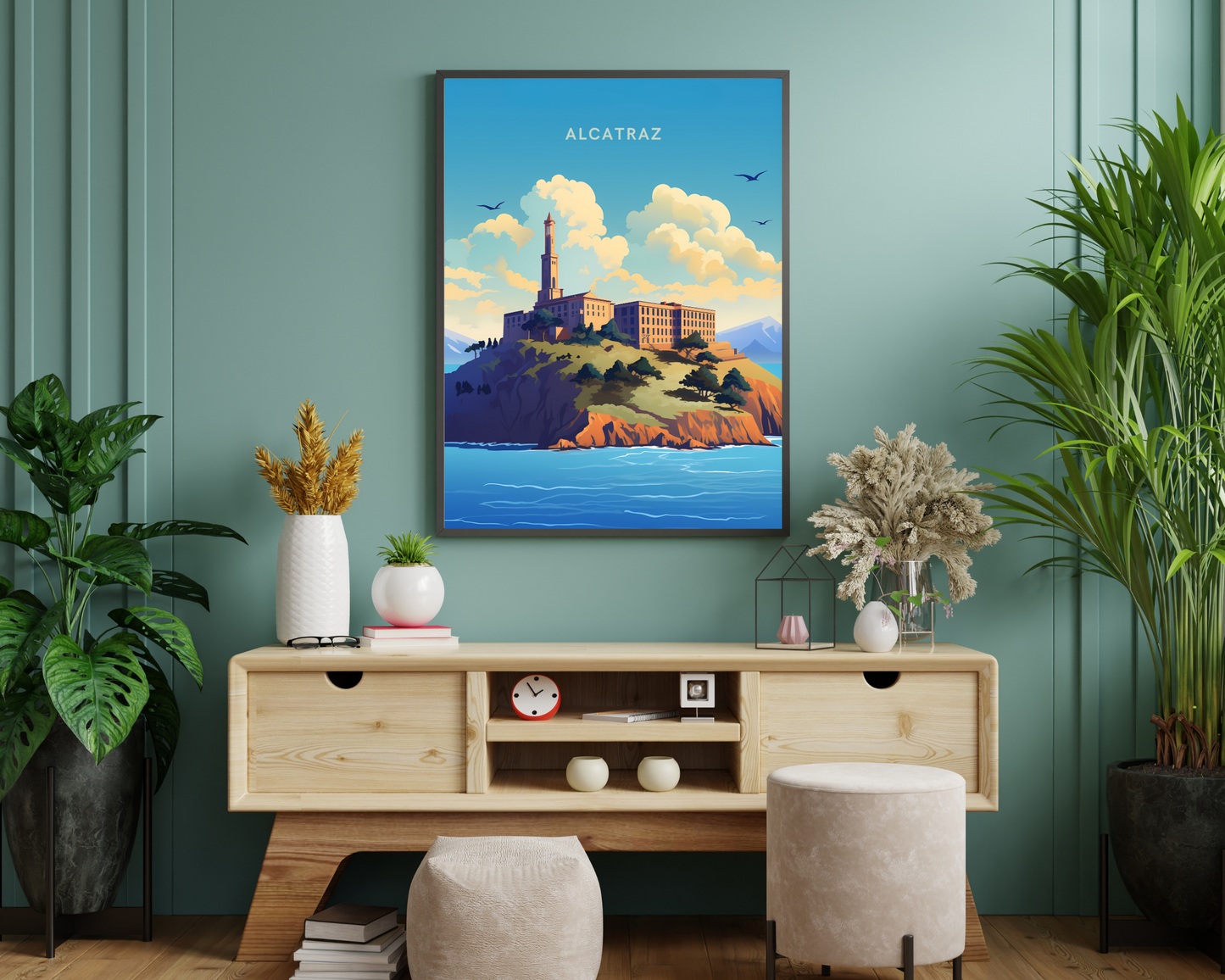 Alcatraz Island USA Travel Poster Print - Pitchers Design