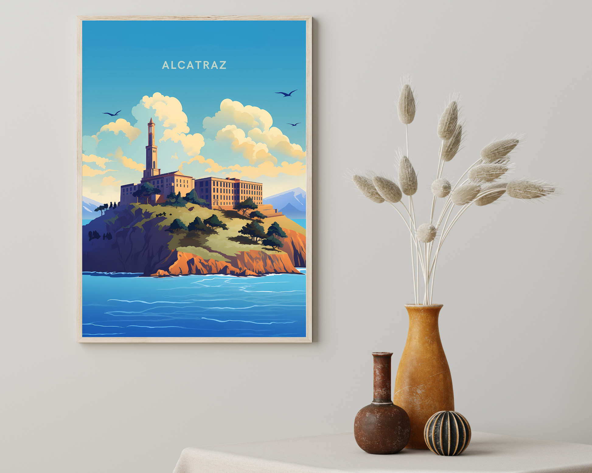 Alcatraz Island USA Travel Poster Print - Pitchers Design