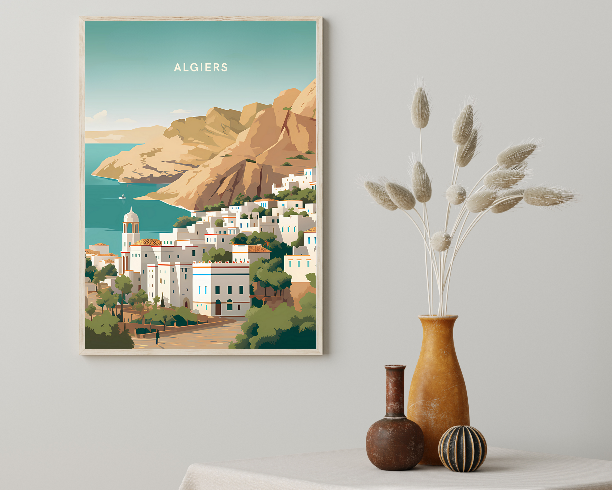 Algiers Algeria Travel Poster Print - Pitchers Design