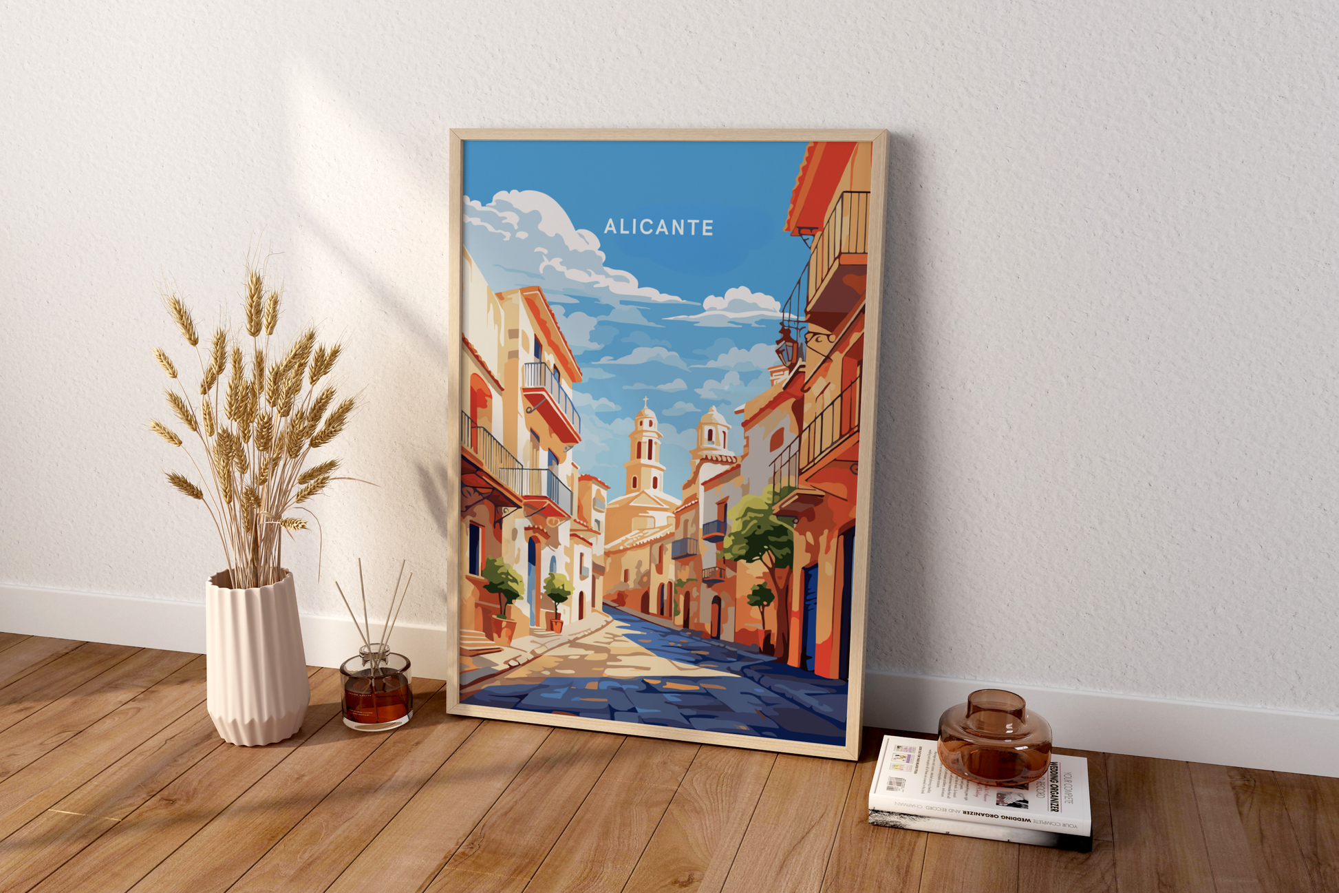 Streets of Alicante Spain Travel Print Poster - Pitchers Design