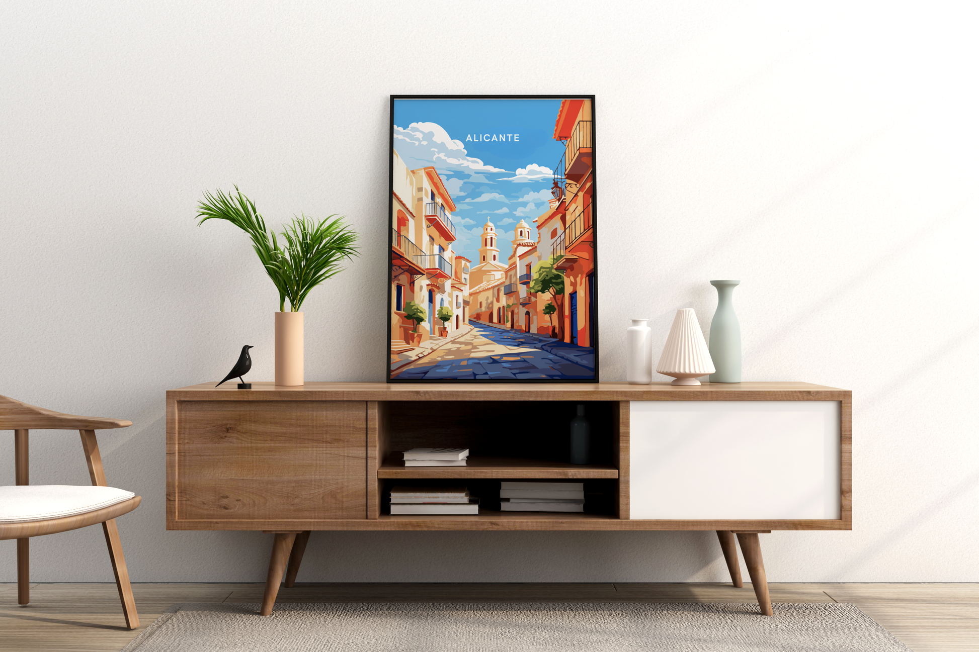 Streets of Alicante Spain Travel Print Poster - Pitchers Design