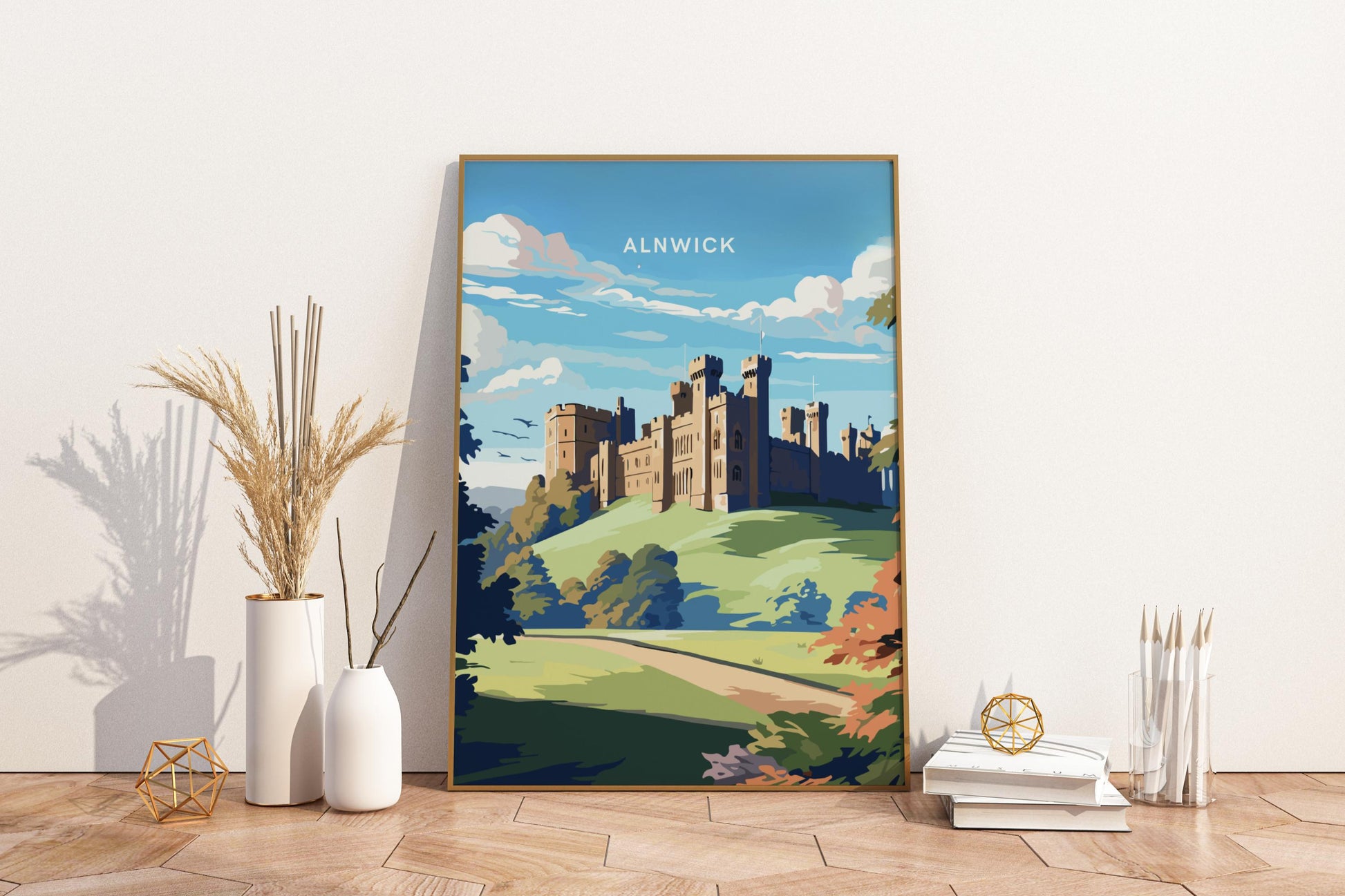 Alnwick Castle England UK Travel Print Poster - Pitchers Design