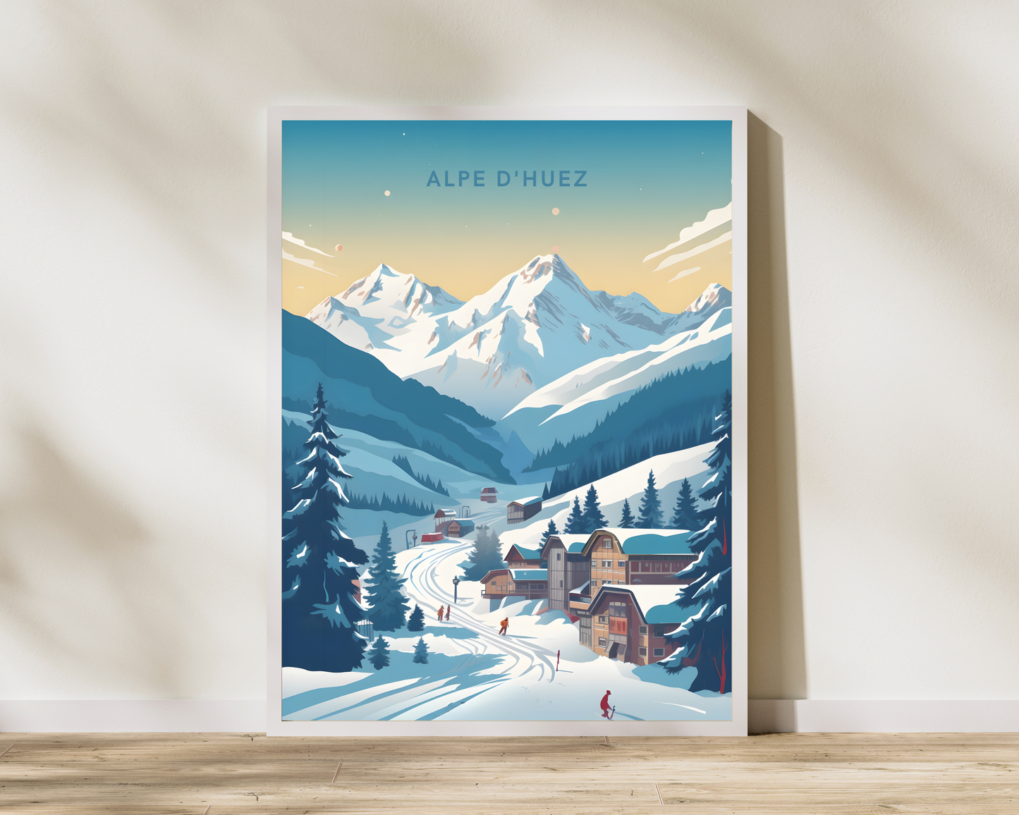 Alpe d'Huez Alps France Ski Traval Poster Print - Pitchers Design