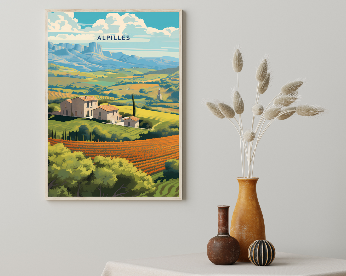 Alpilles France Travel Poster Print - Pitchers Design