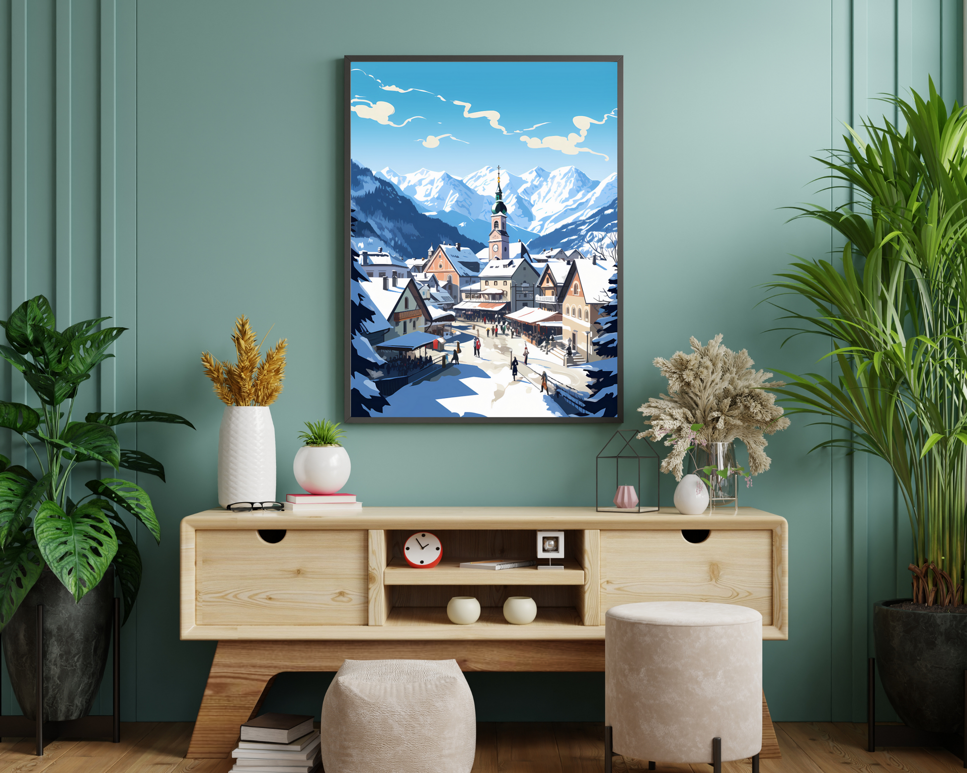 Alps Village Ski Travel Poster Print - Pitchers Design