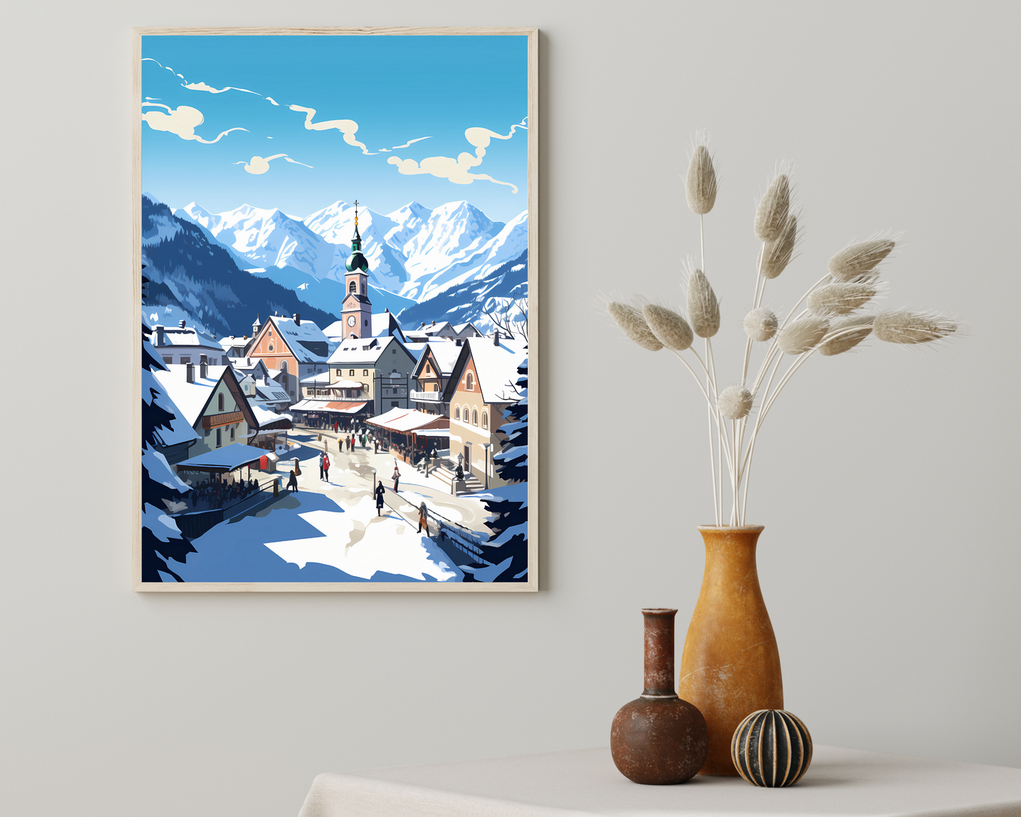 Alps Village Ski Travel Poster Print - Pitchers Design