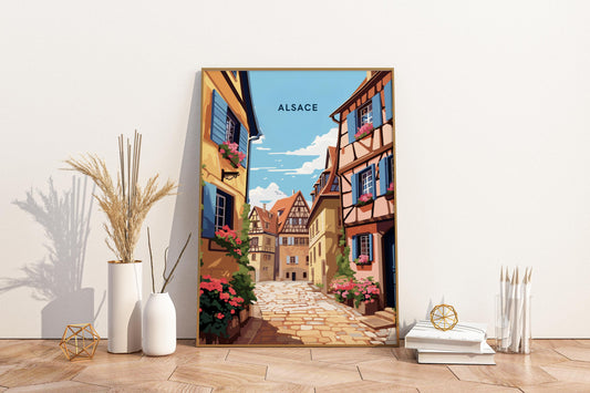 Alsace Houses France Travel Print Poster - Pitchers Design