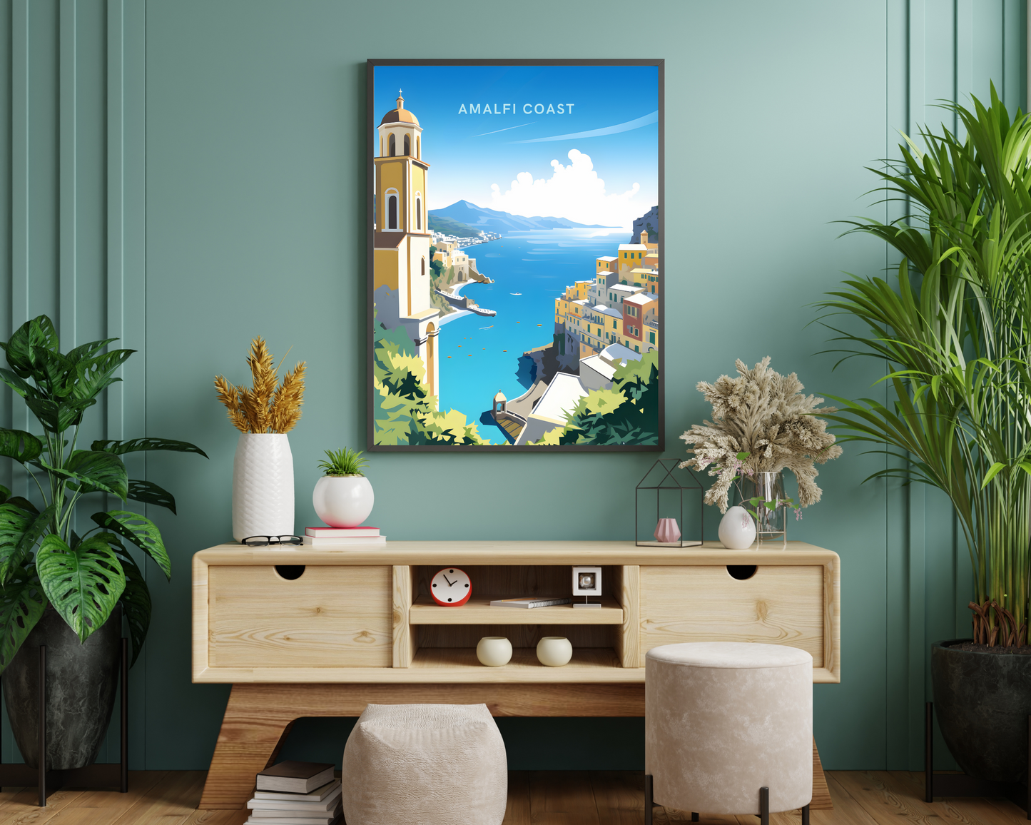 Amalfi Coast Italy Travel Poster Print - Pitchers Design