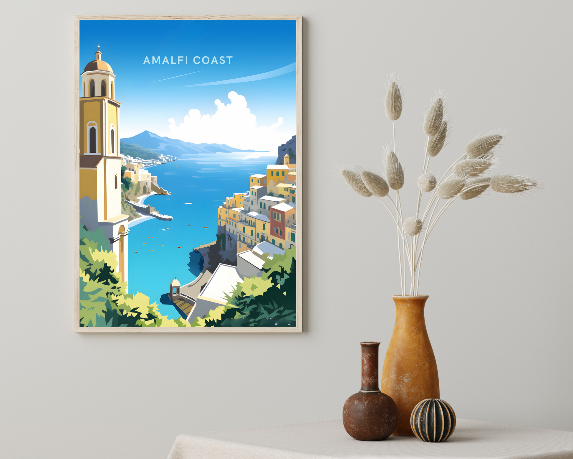 Amalfi Coast Italy Travel Poster Print - Pitchers Design