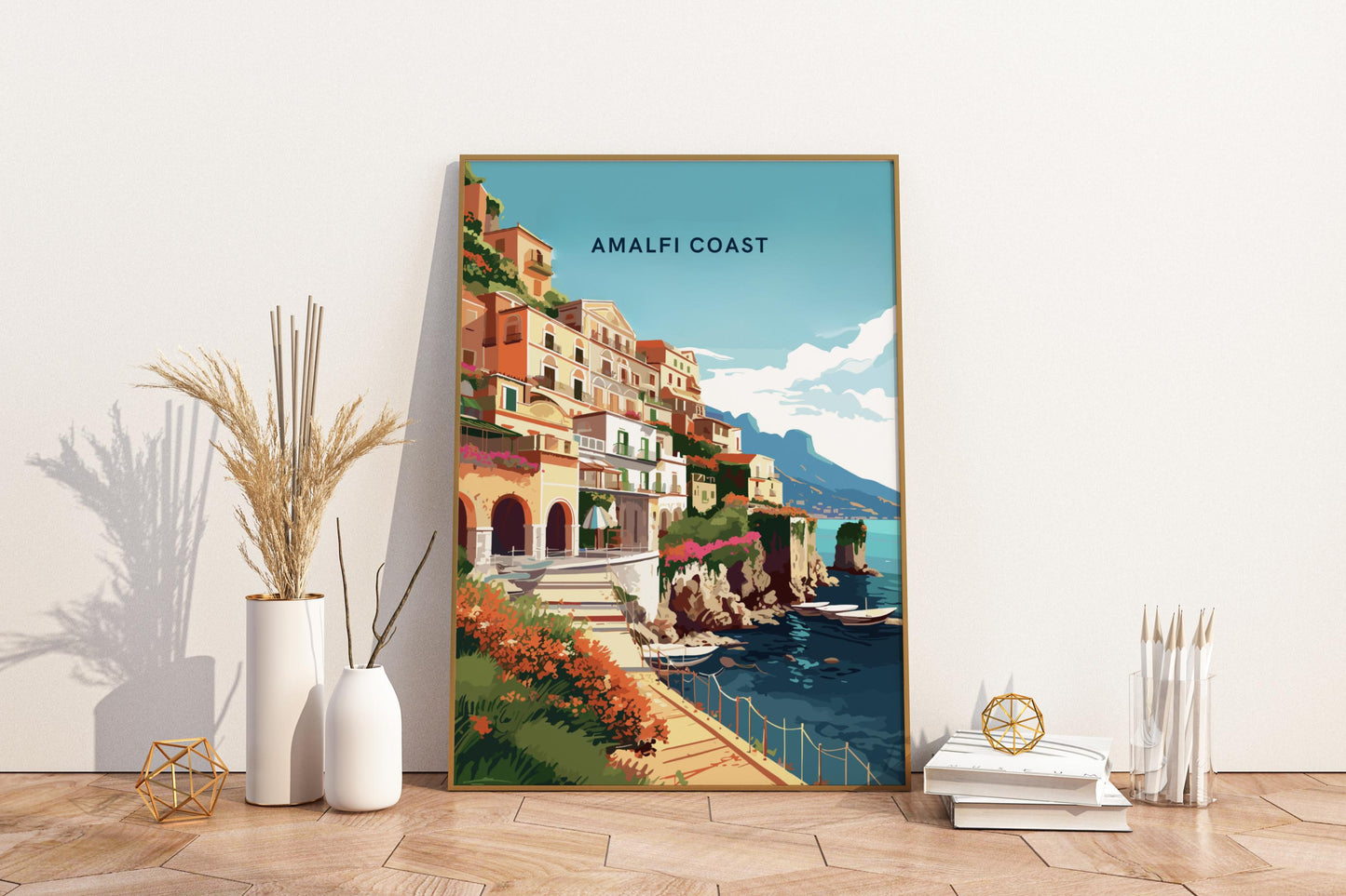 Amalfi Coast Italy Travel Print Poster - Pitchers Design