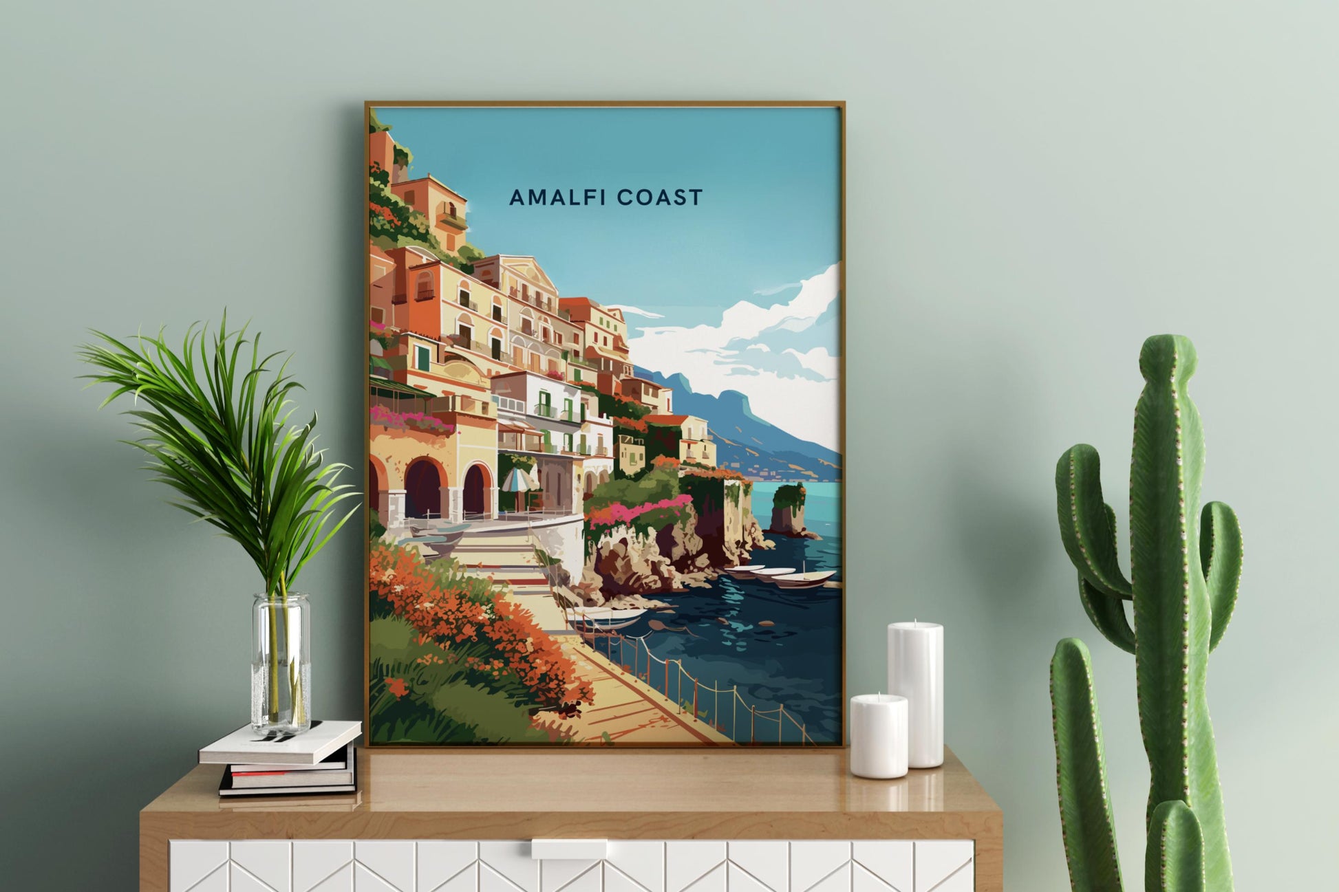 Amalfi Coast Italy Travel Print Poster - Pitchers Design