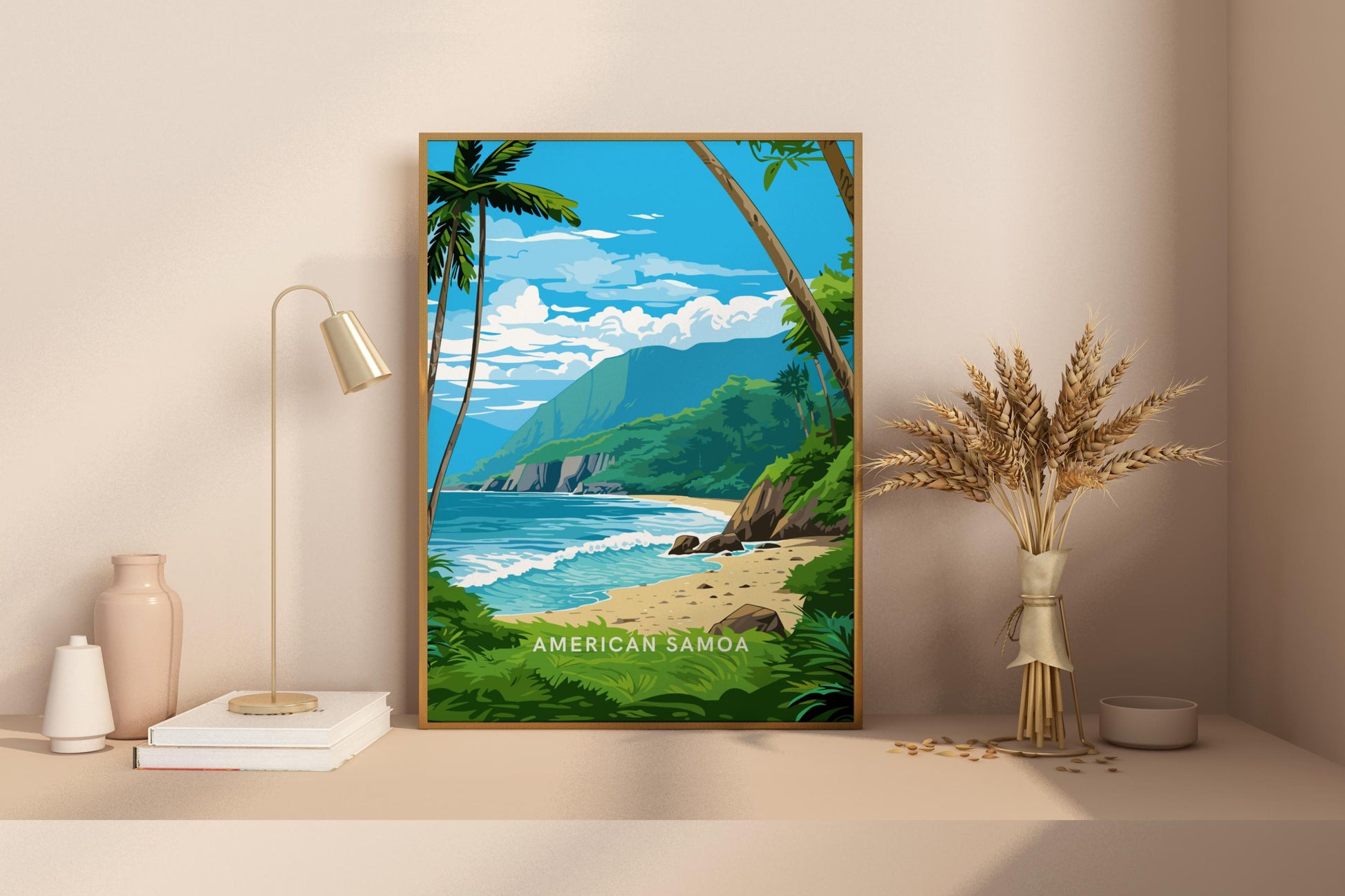 American Samoa Beaches Travel Print Poster - Pitchers Design