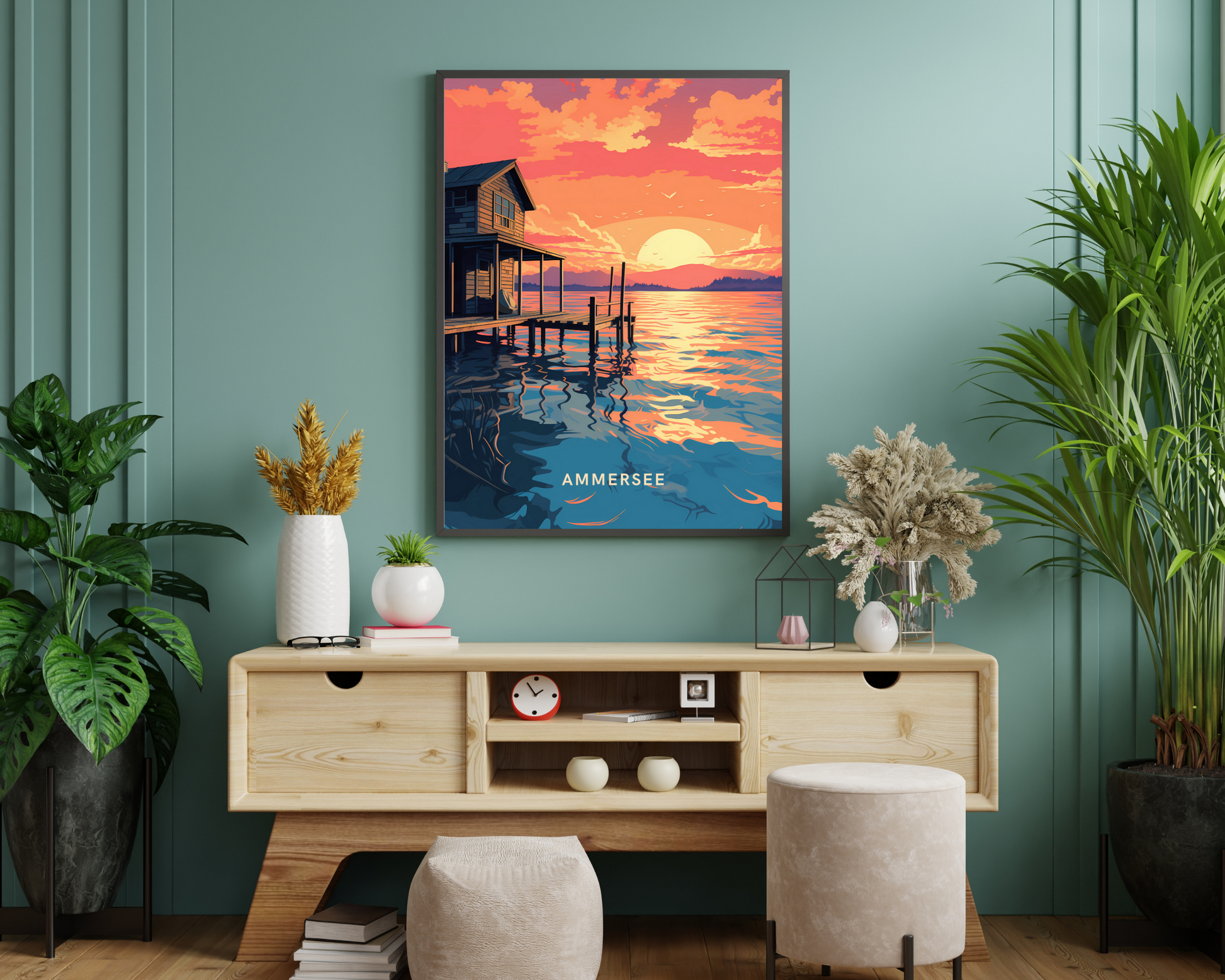 Ammersee Lake Germany Travel Poster Print - Pitchers Design