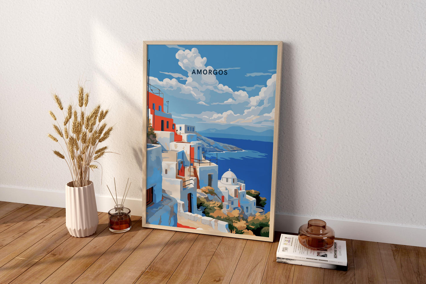 Amorgos Rooftops Greece Travel Print Poster - Pitchers Design