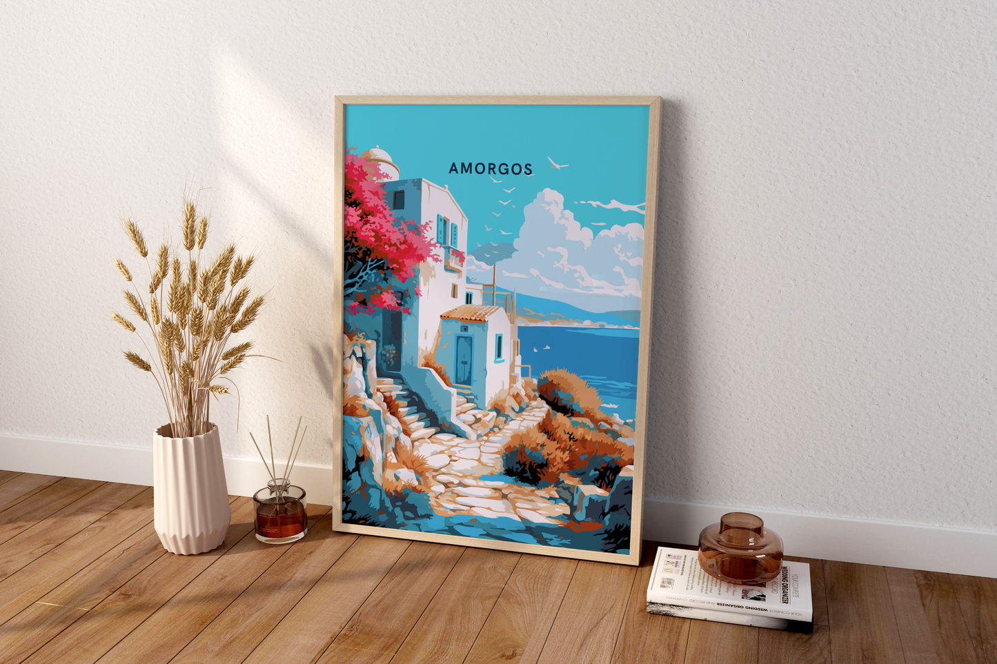 Amorgos Greece Travel Print Poster - Pitchers Design