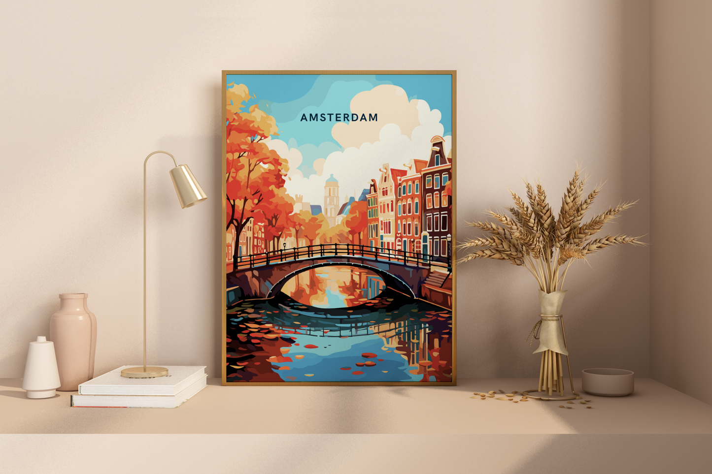 Amsterdam Bridge Netherlands Travel Print Poster - Pitchers Design