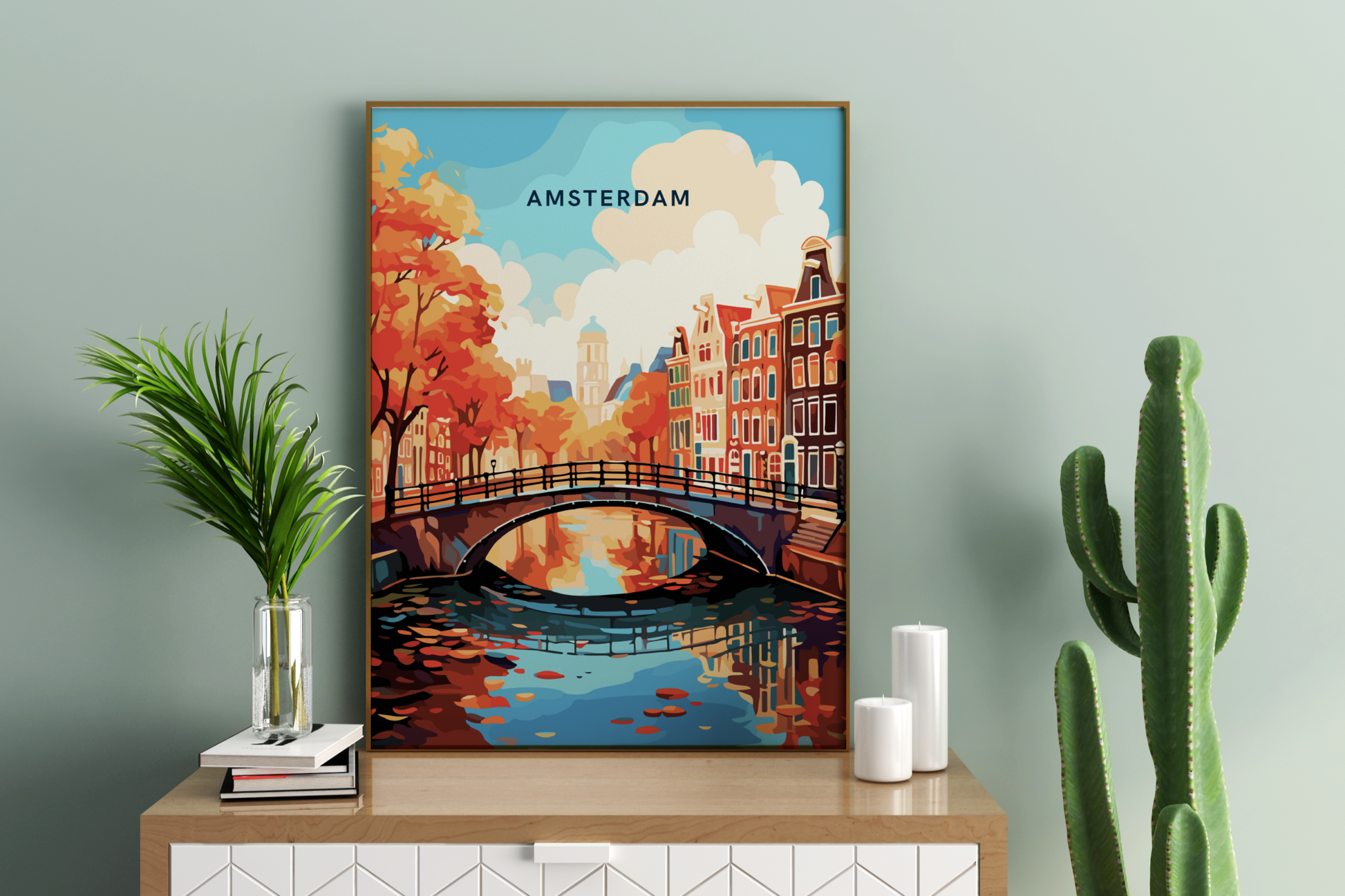 Amsterdam Bridge Netherlands Travel Print Poster - Pitchers Design