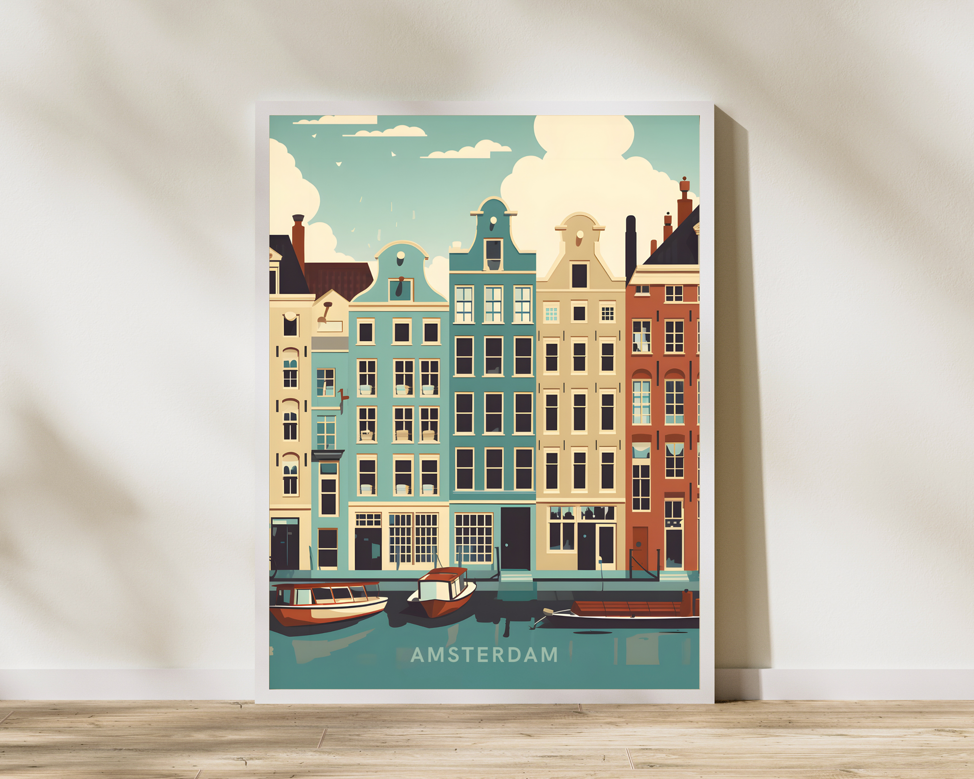 Amsterdam Colourful Houses Netherlands Travel Poster Print - Pitchers Design