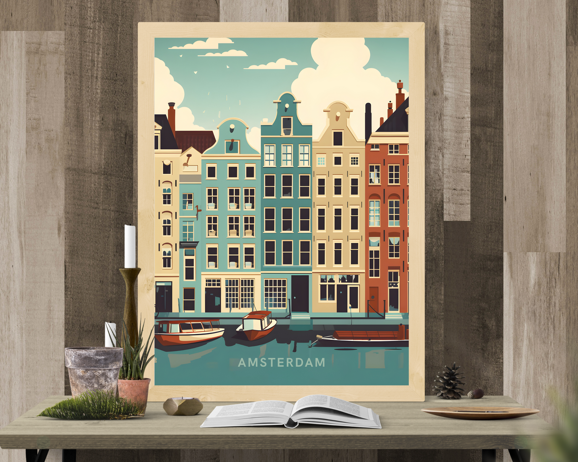 Amsterdam Colourful Houses Netherlands Travel Poster Print - Pitchers Design